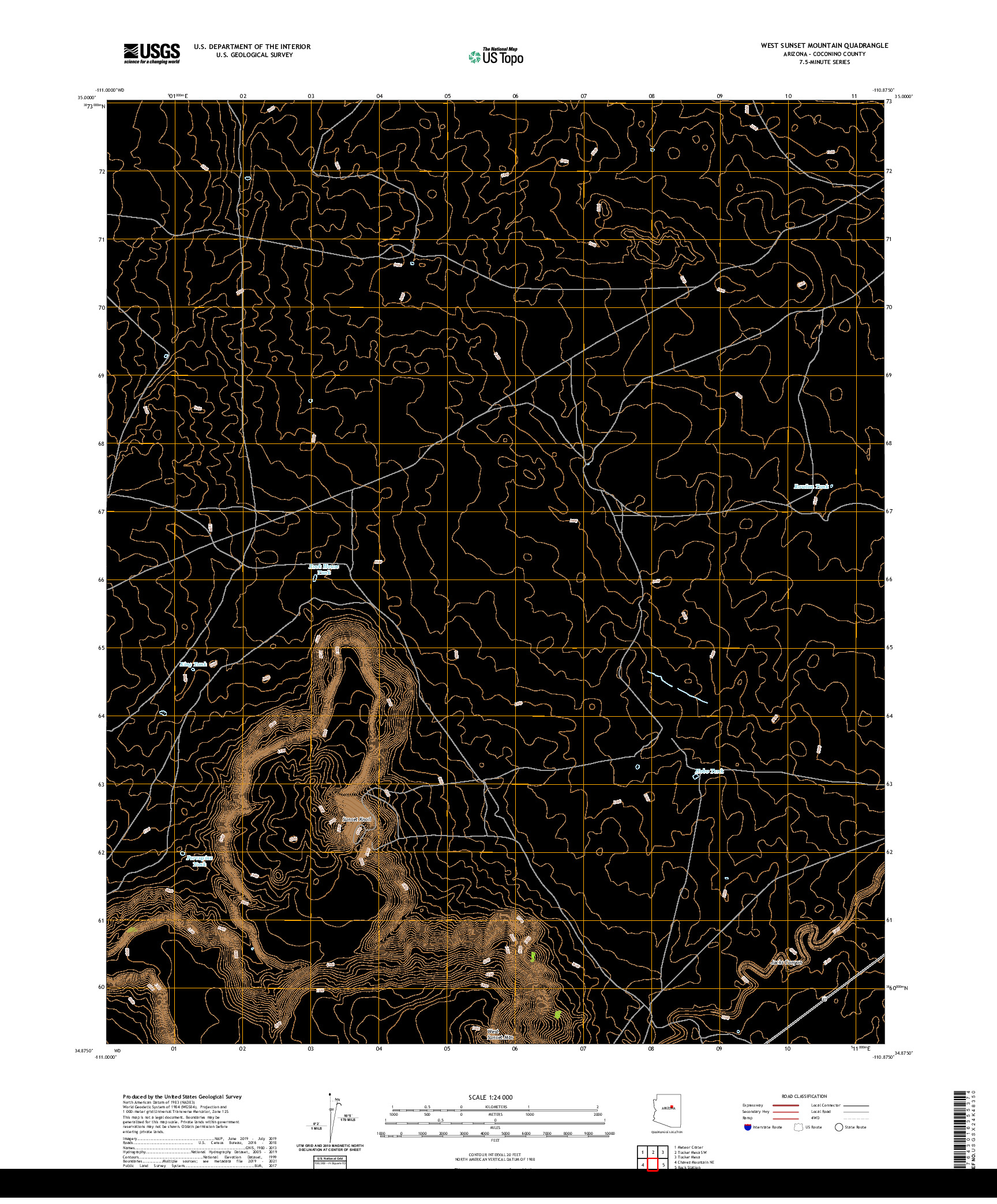 US TOPO 7.5-MINUTE MAP FOR WEST SUNSET MOUNTAIN, AZ