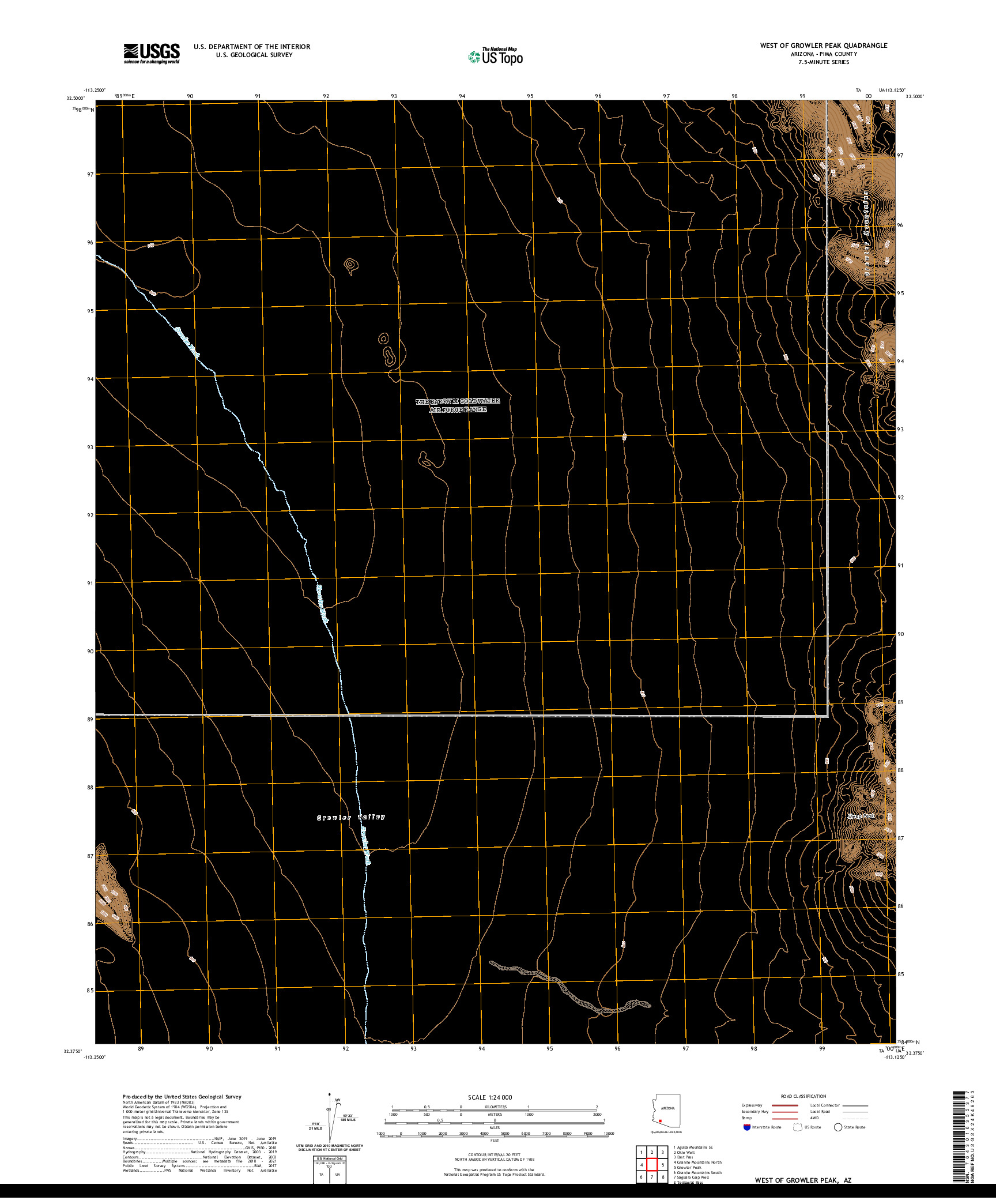 USGS US TOPO 7.5-MINUTE MAP FOR WEST OF GROWLER PEAK, AZ 2021