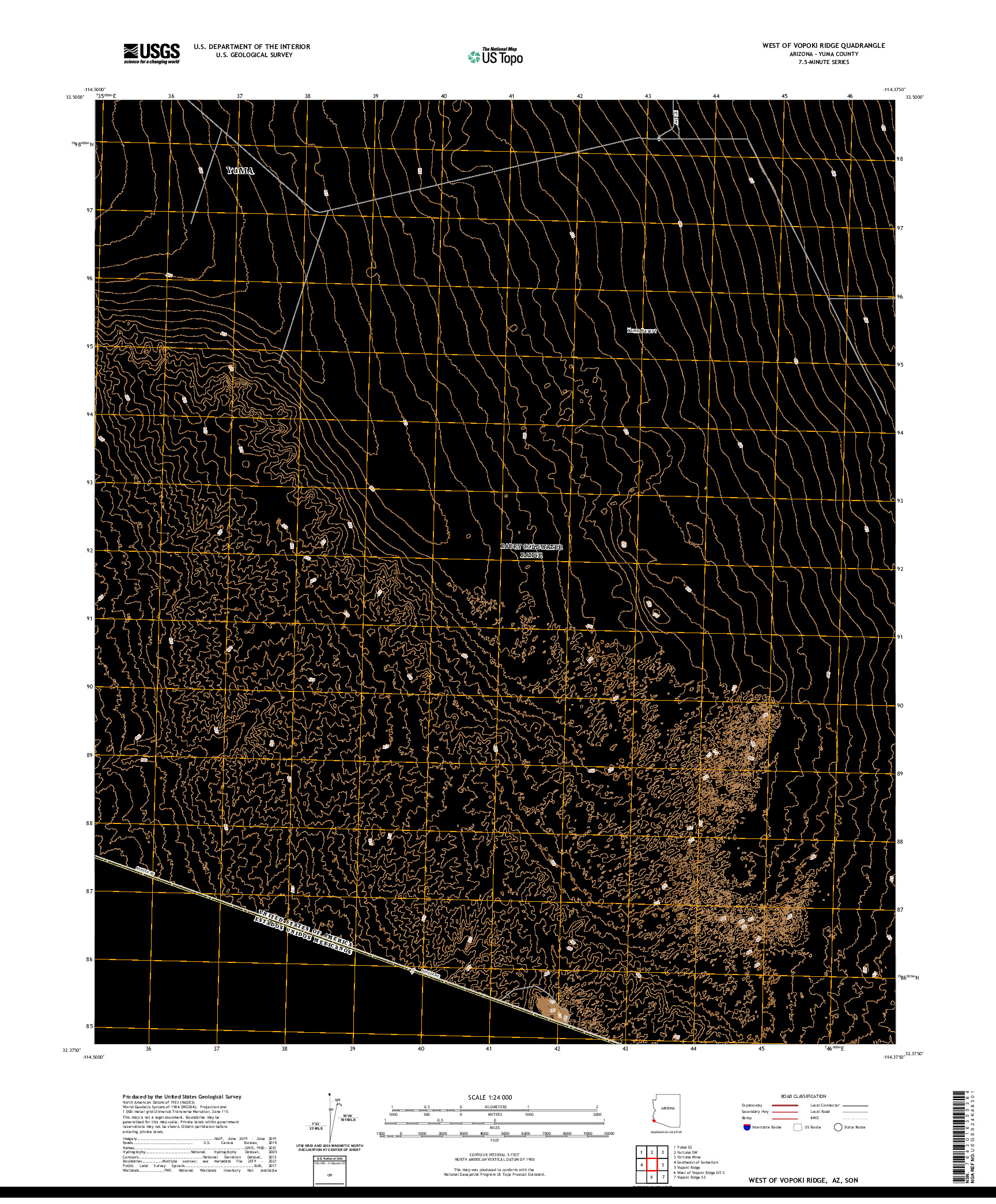 USGS US TOPO 7.5-MINUTE MAP FOR WEST OF VOPOKI RIDGE, AZ,SON 2021