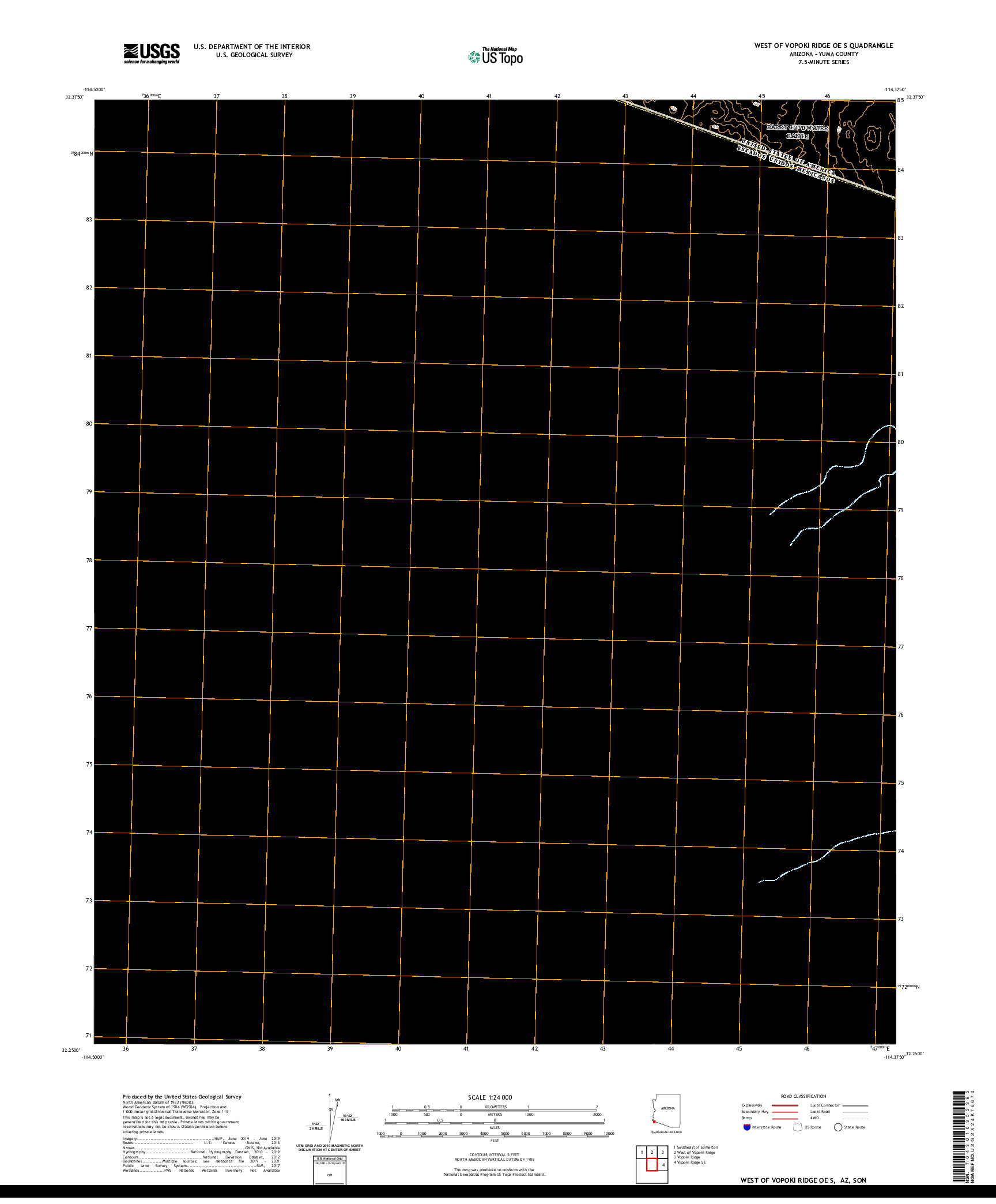 US TOPO 7.5-MINUTE MAP FOR WEST OF VOPOKI RIDGE OE S, AZ,SON