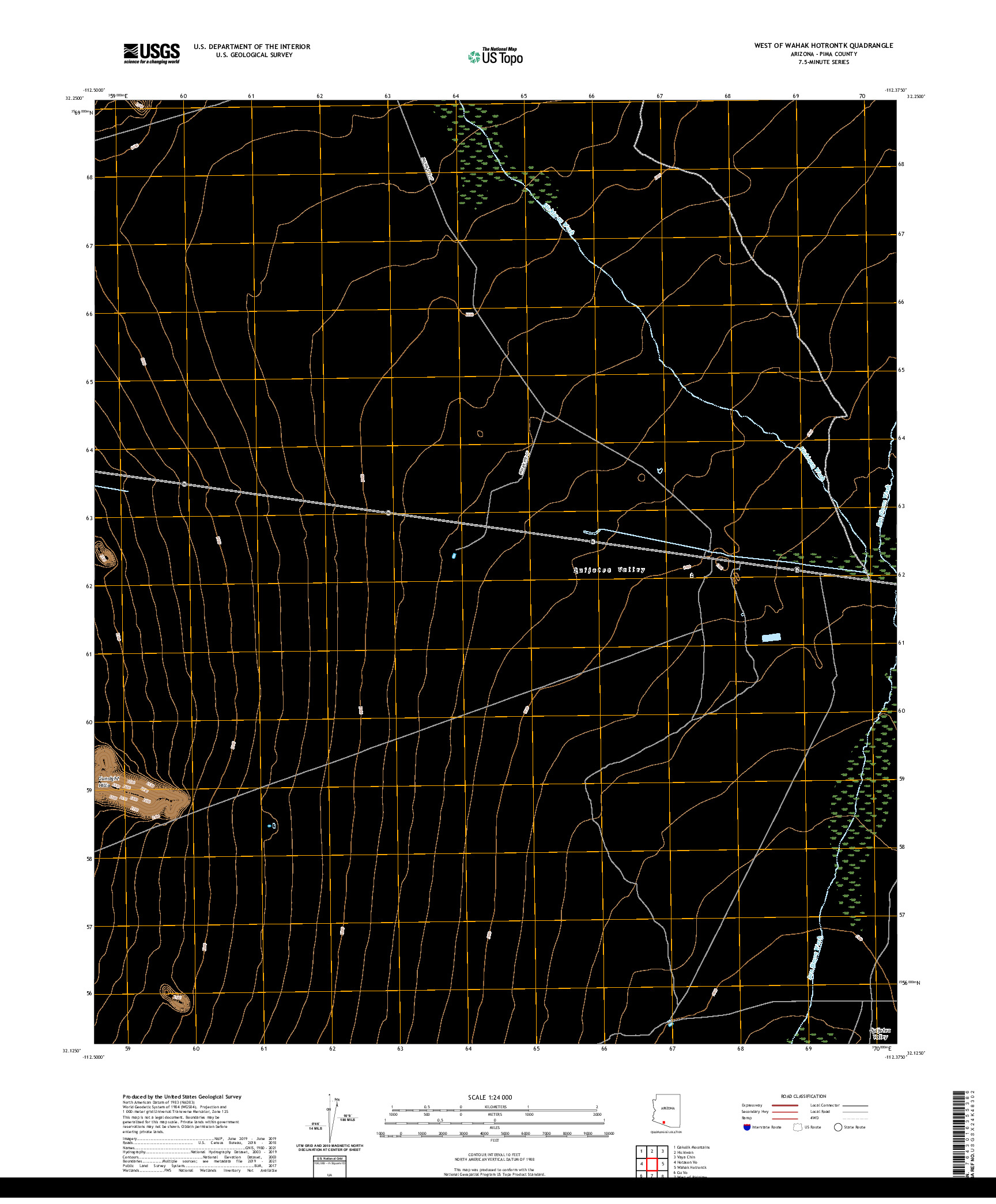 US TOPO 7.5-MINUTE MAP FOR WEST OF WAHAK HOTRONTK, AZ