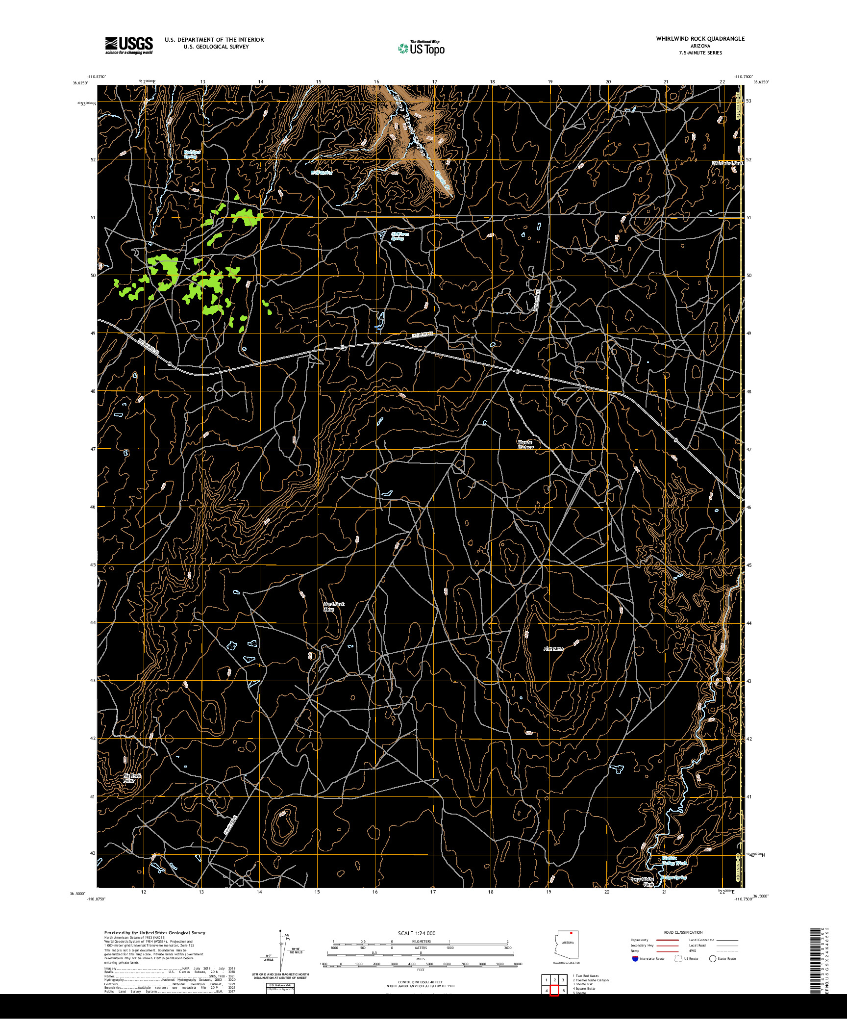 US TOPO 7.5-MINUTE MAP FOR WHIRLWIND ROCK, AZ
