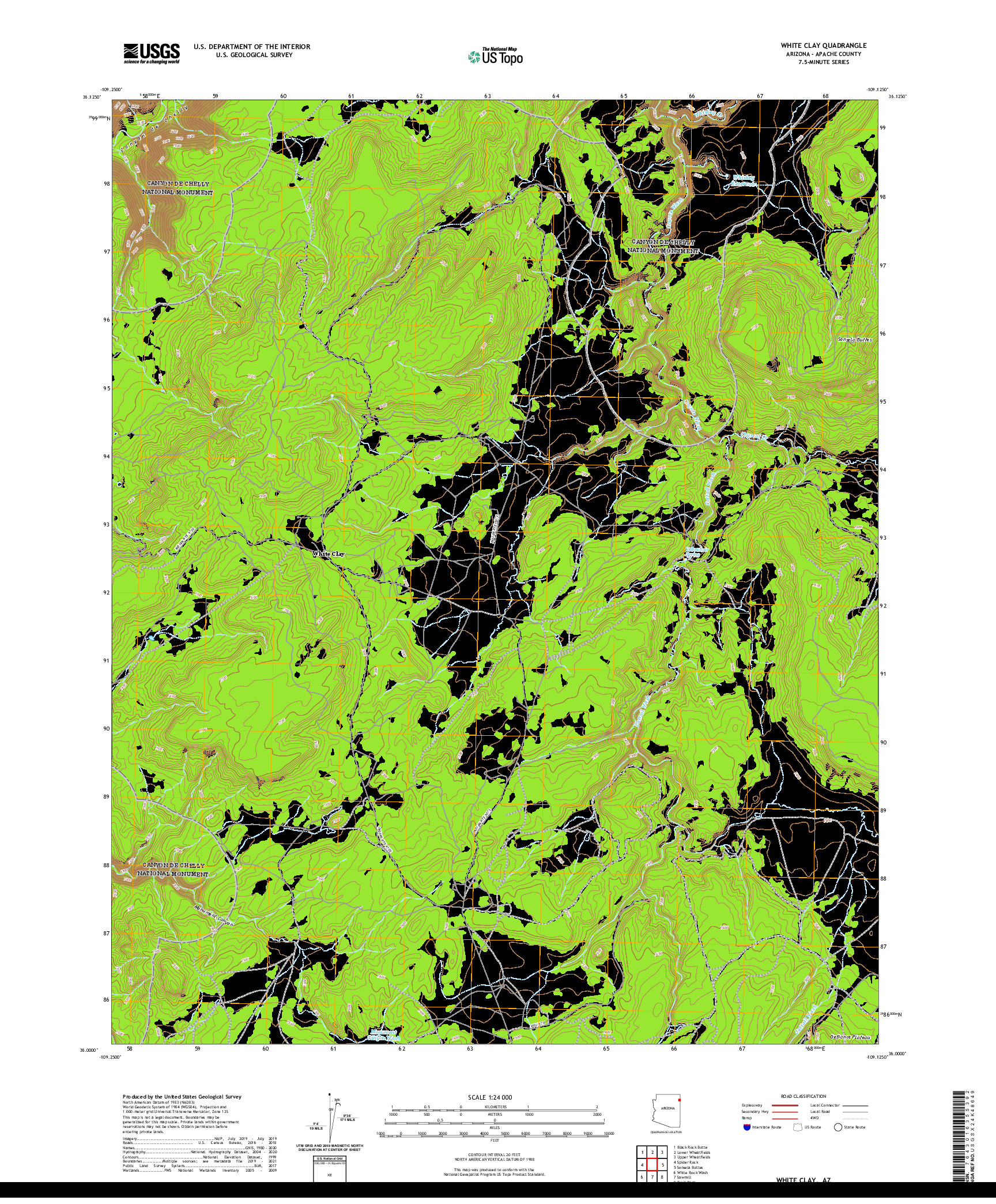 US TOPO 7.5-MINUTE MAP FOR WHITE CLAY, AZ