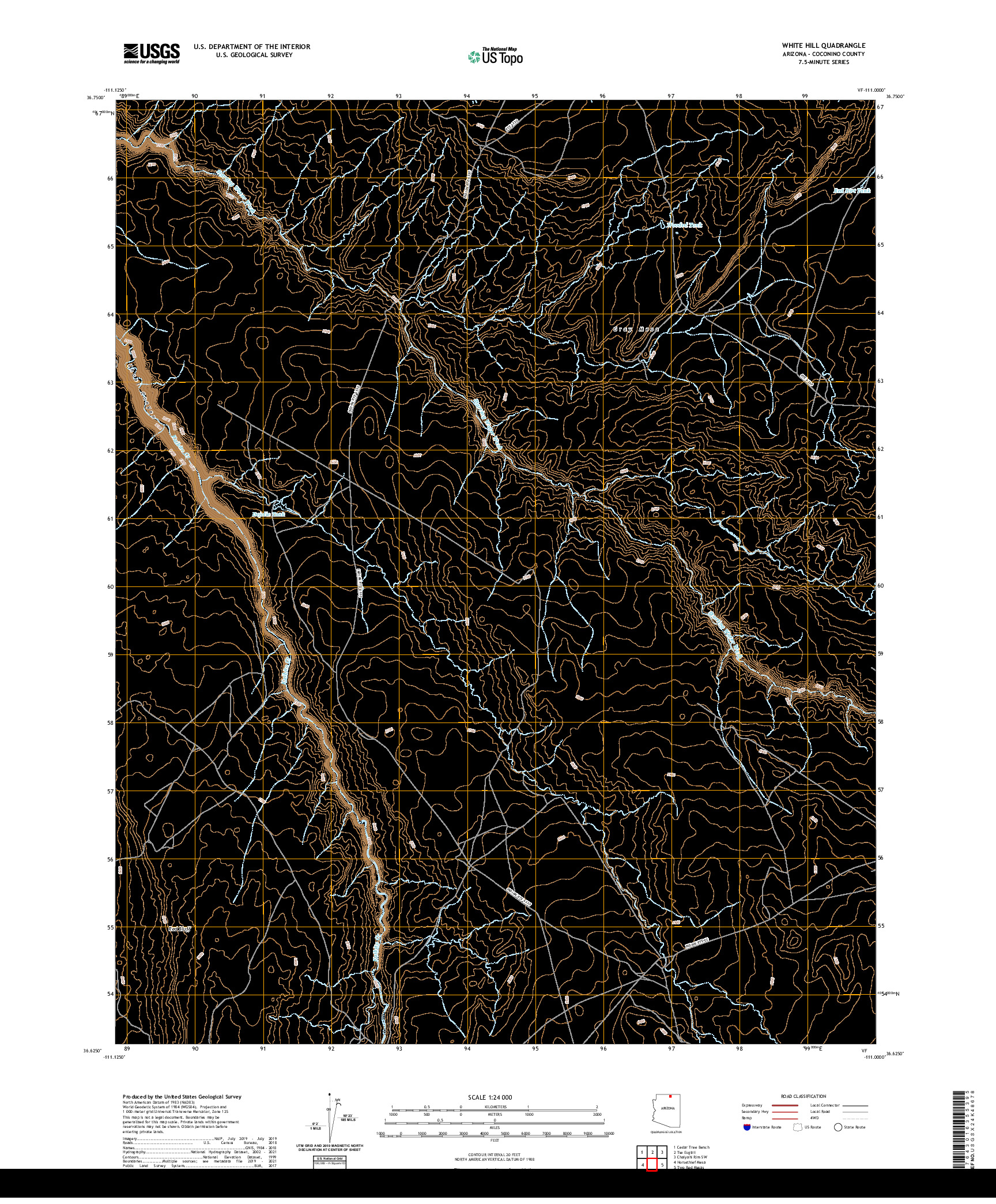 US TOPO 7.5-MINUTE MAP FOR WHITE HILL, AZ