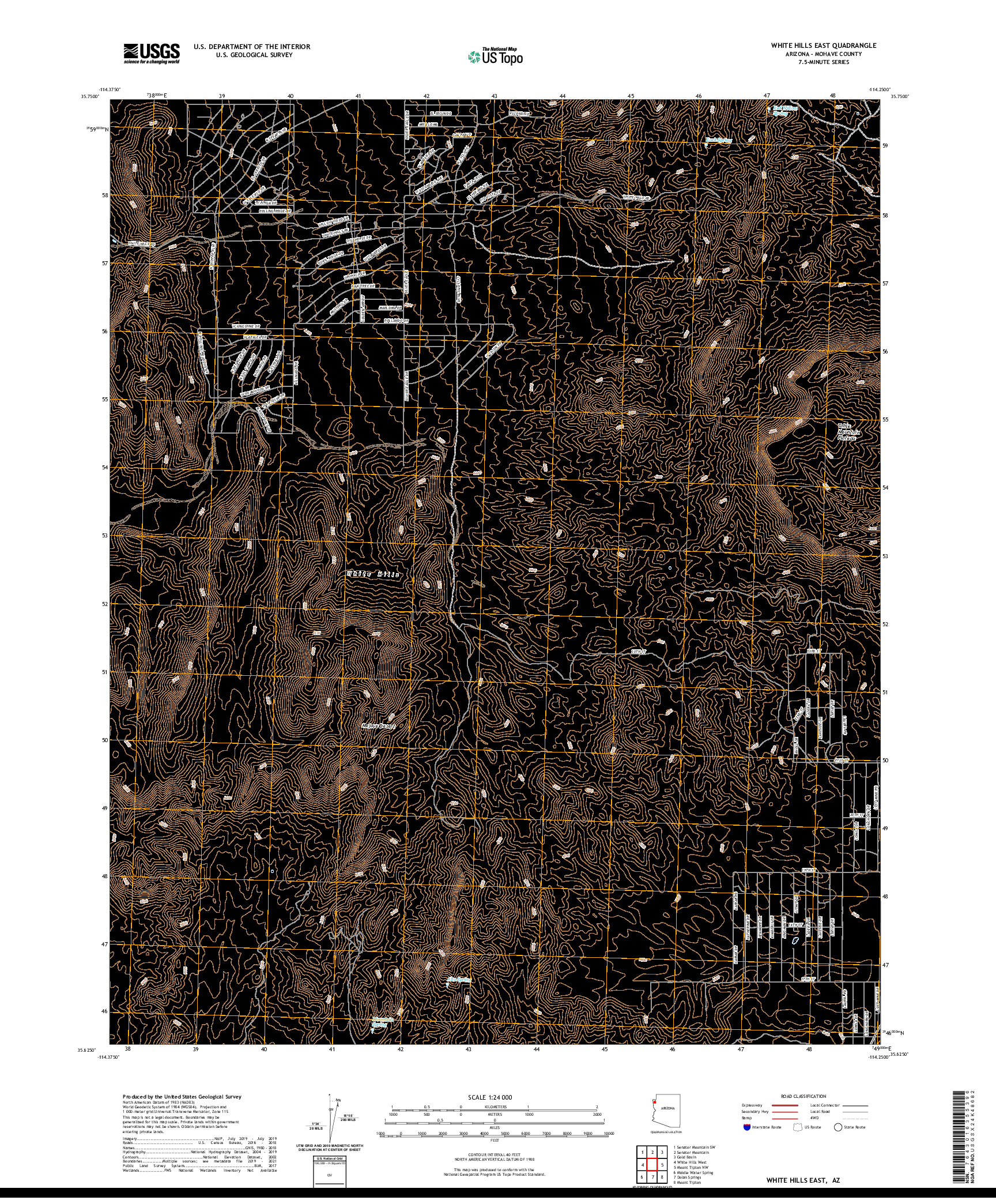 US TOPO 7.5-MINUTE MAP FOR WHITE HILLS EAST, AZ