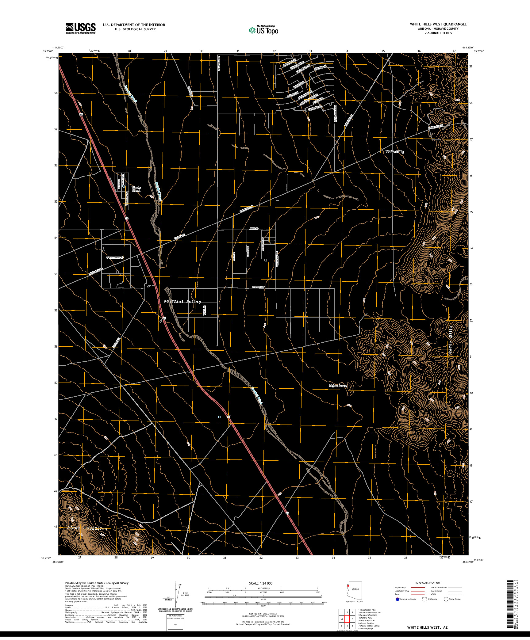 US TOPO 7.5-MINUTE MAP FOR WHITE HILLS WEST, AZ