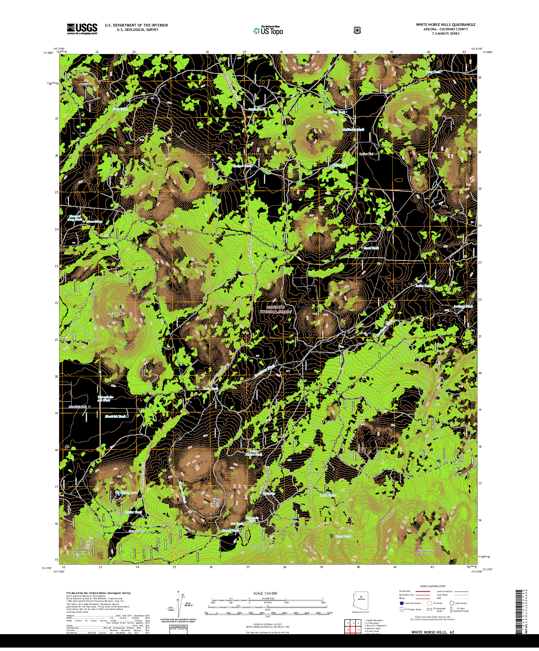 US TOPO 7.5-MINUTE MAP FOR WHITE HORSE HILLS, AZ