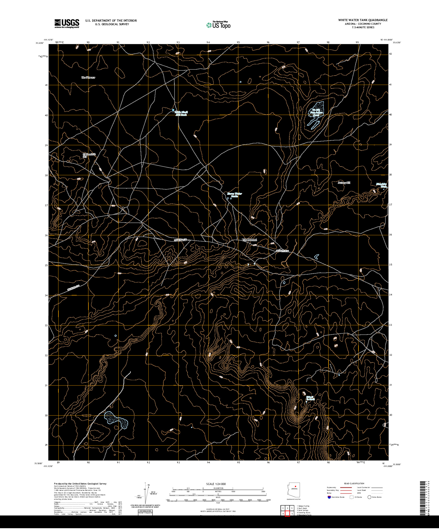 US TOPO 7.5-MINUTE MAP FOR WHITE WATER TANK, AZ