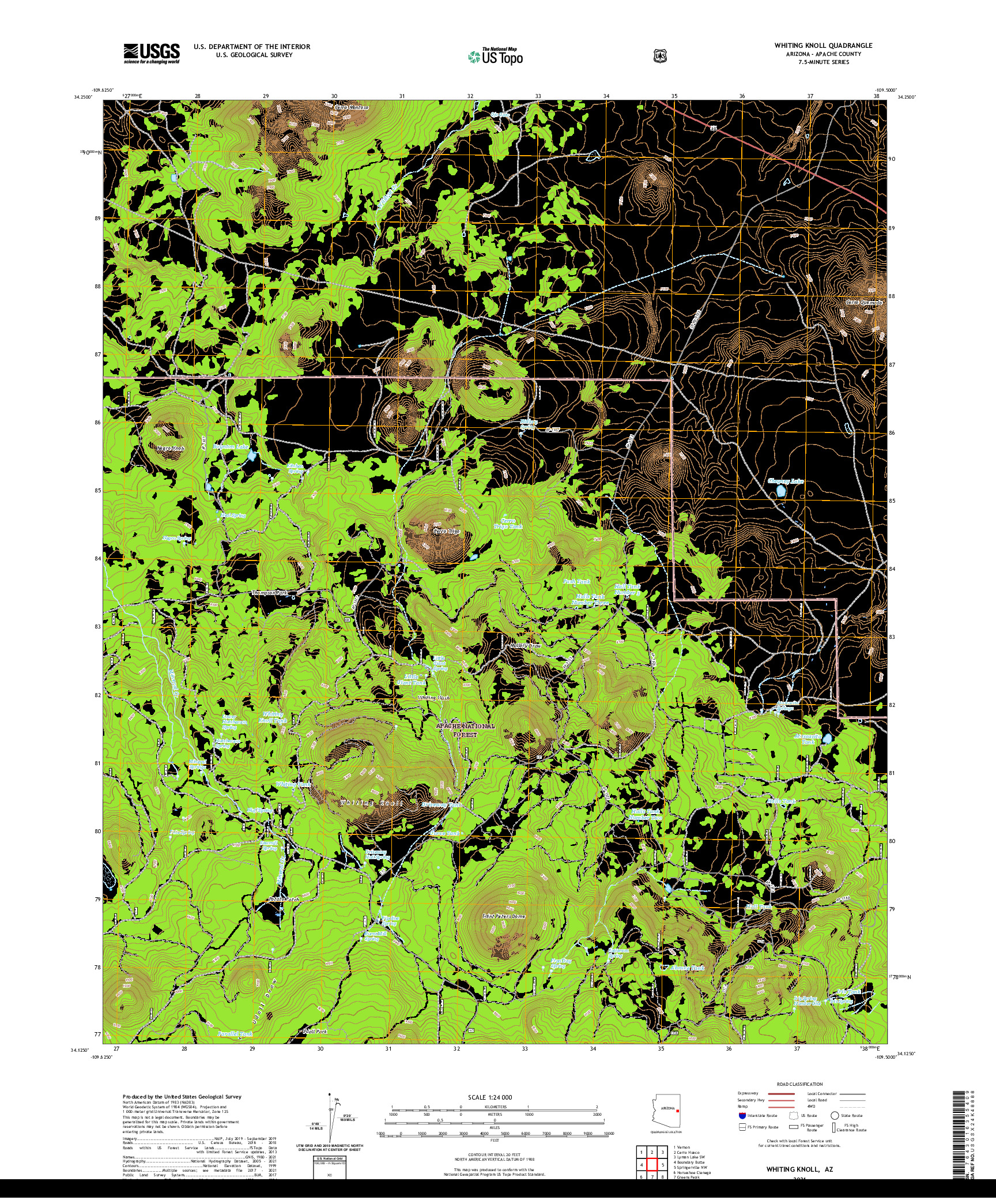 US TOPO 7.5-MINUTE MAP FOR WHITING KNOLL, AZ