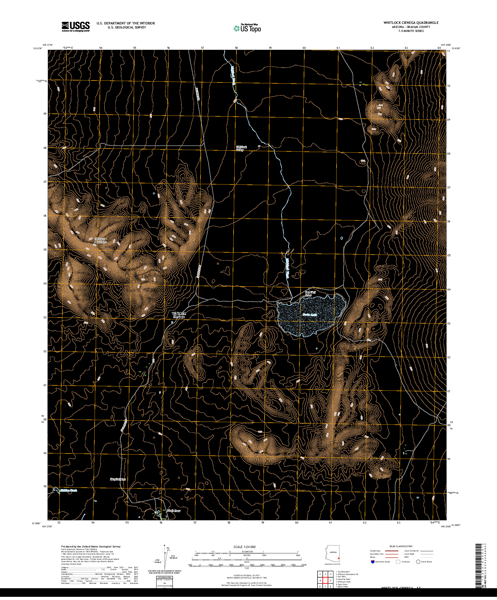 US TOPO 7.5-MINUTE MAP FOR WHITLOCK CIENEGA, AZ