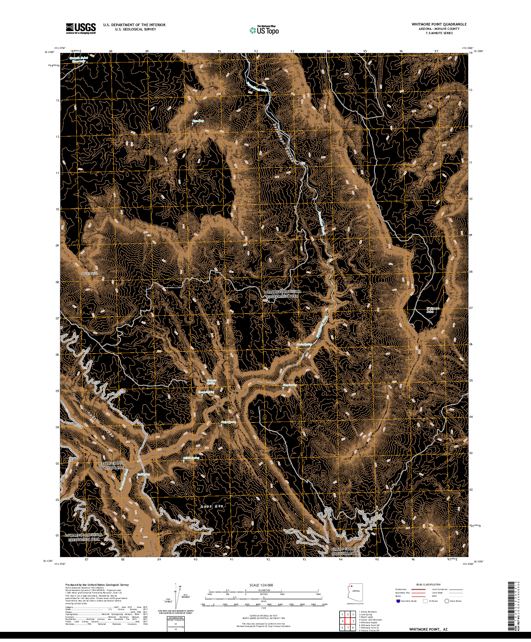 US TOPO 7.5-MINUTE MAP FOR WHITMORE POINT, AZ