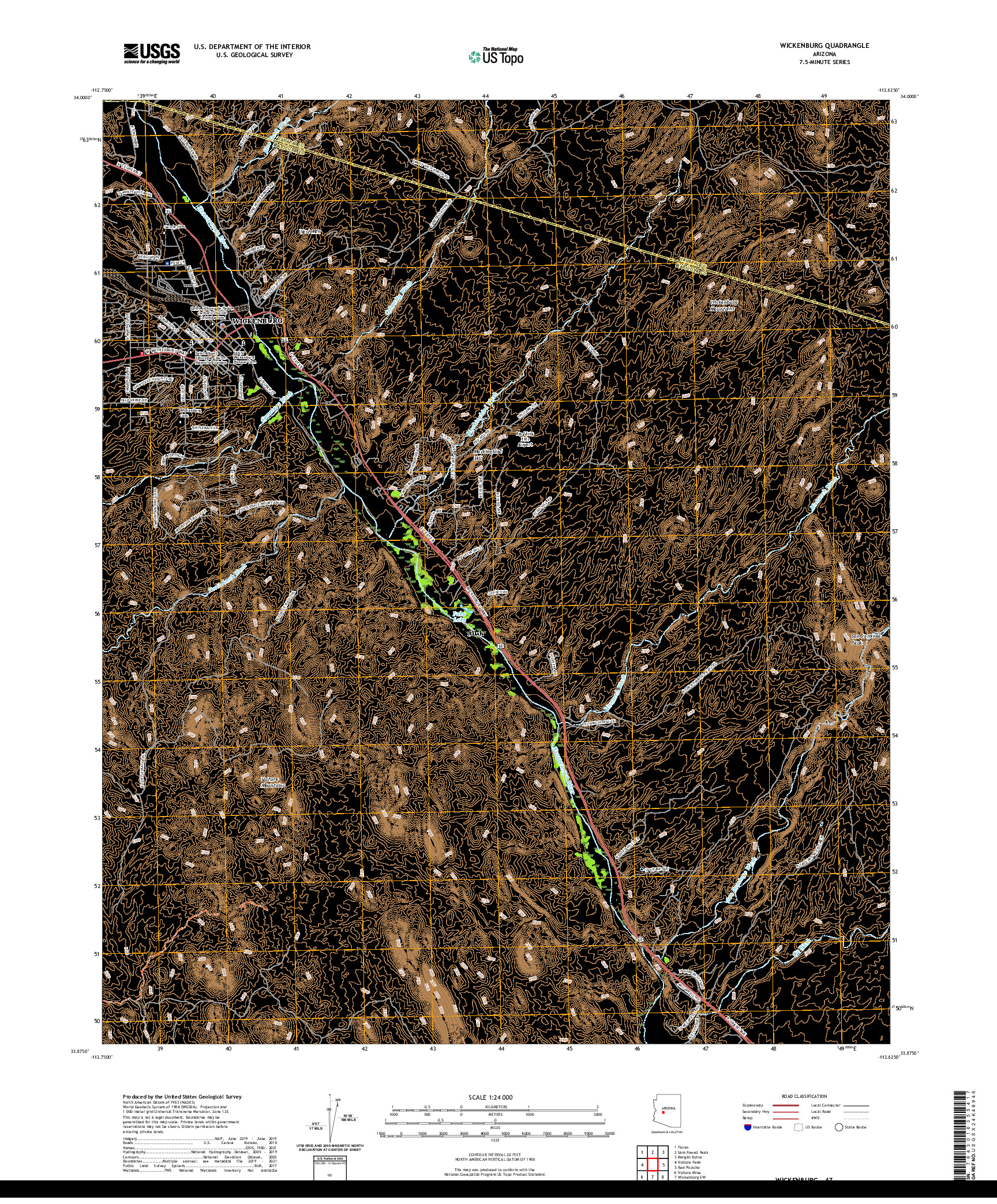 US TOPO 7.5-MINUTE MAP FOR WICKENBURG, AZ