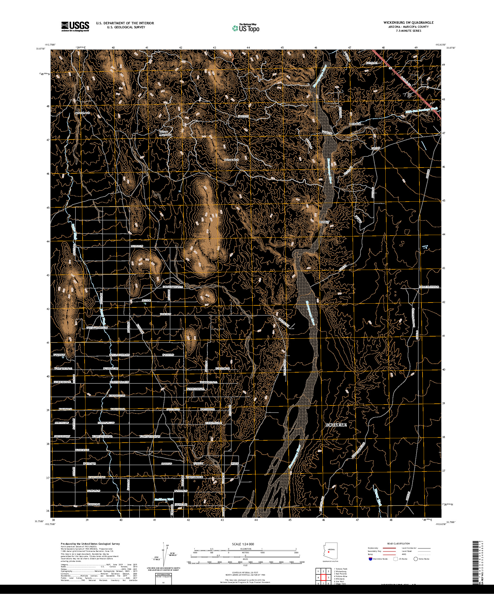 US TOPO 7.5-MINUTE MAP FOR WICKENBURG SW, AZ