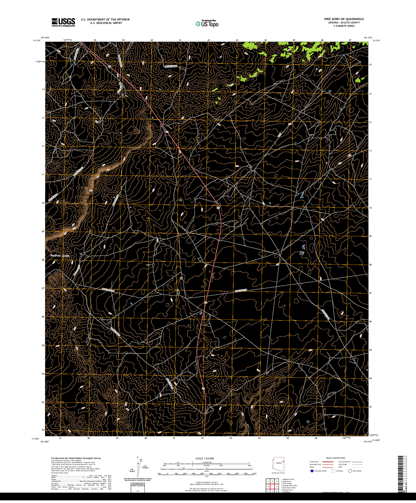 US TOPO 7.5-MINUTE MAP FOR WIDE RUINS SW, AZ