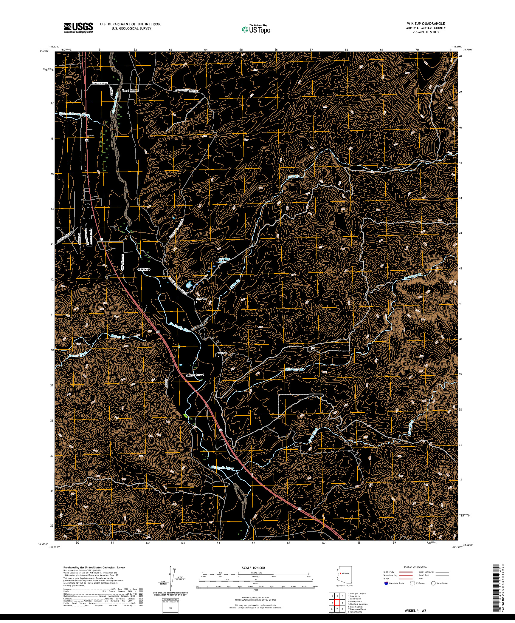 US TOPO 7.5-MINUTE MAP FOR WIKIEUP, AZ