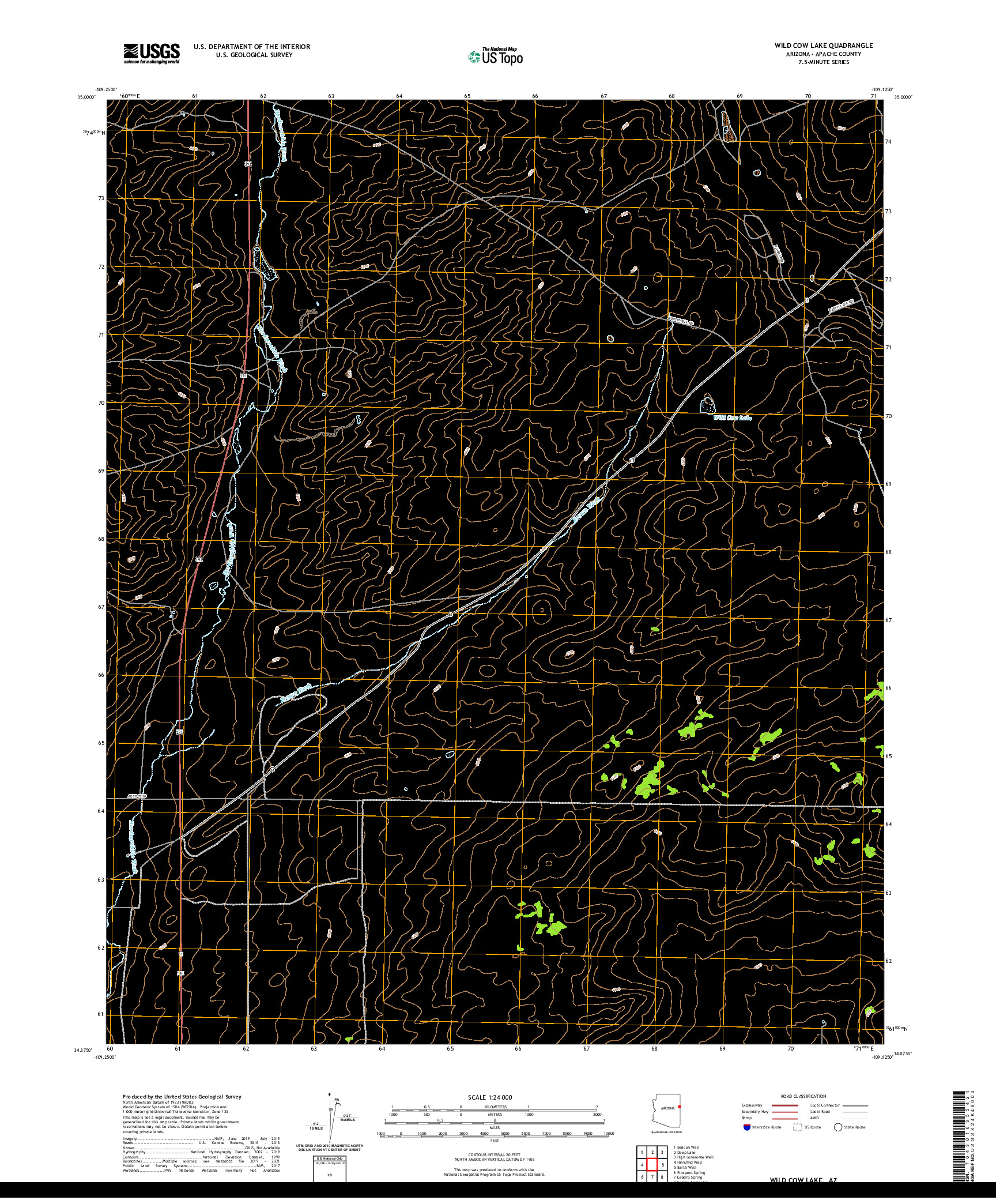 US TOPO 7.5-MINUTE MAP FOR WILD COW LAKE, AZ