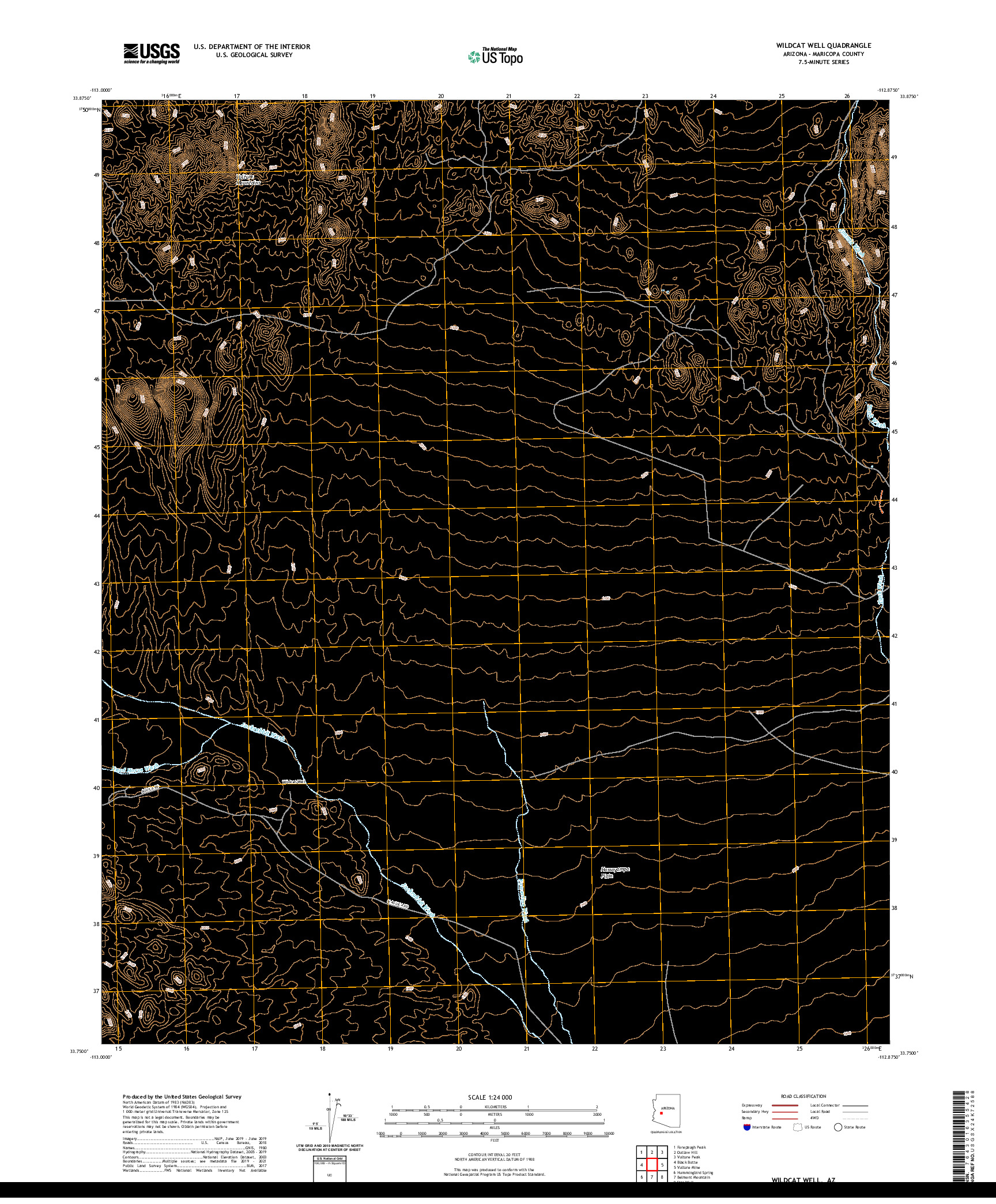 US TOPO 7.5-MINUTE MAP FOR WILDCAT WELL, AZ