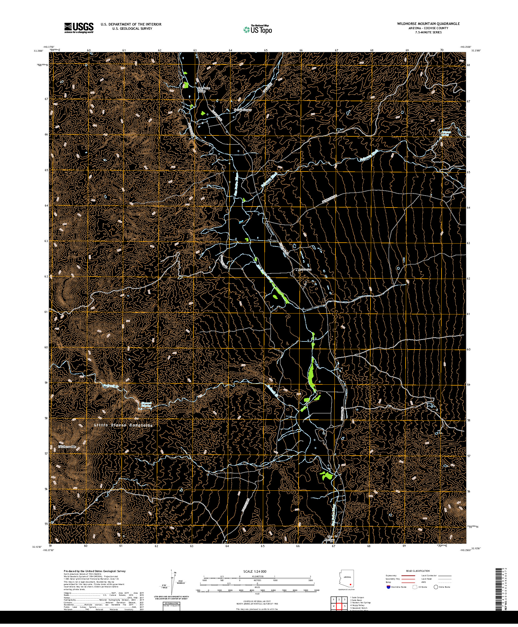 US TOPO 7.5-MINUTE MAP FOR WILDHORSE MOUNTAIN, AZ