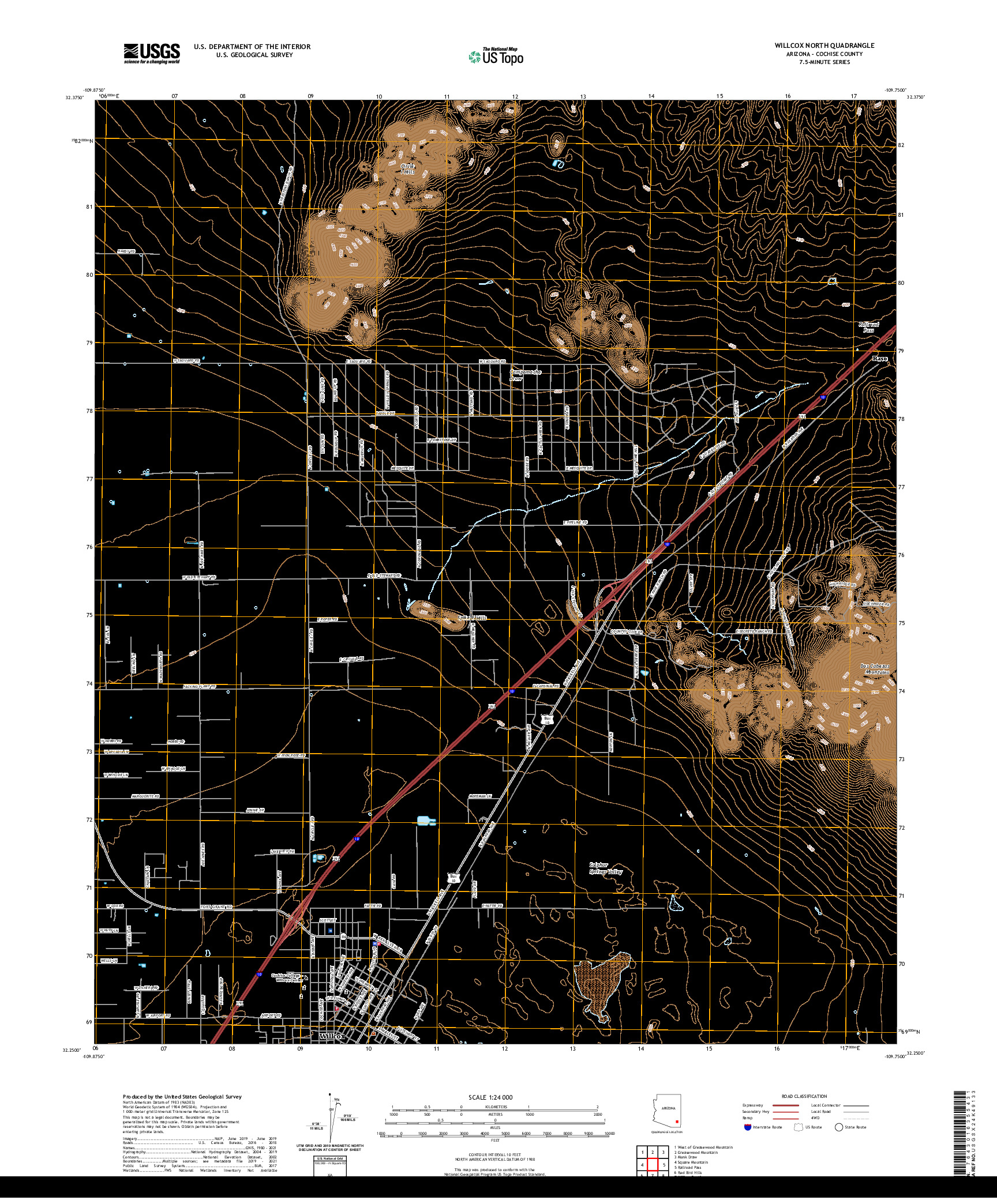 US TOPO 7.5-MINUTE MAP FOR WILLCOX NORTH, AZ