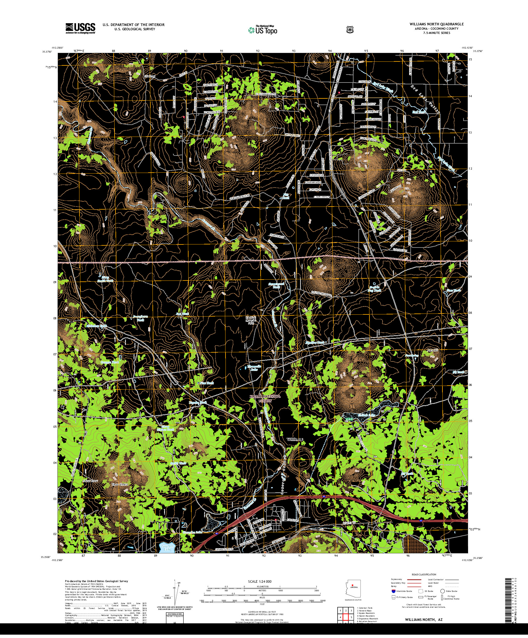 US TOPO 7.5-MINUTE MAP FOR WILLIAMS NORTH, AZ