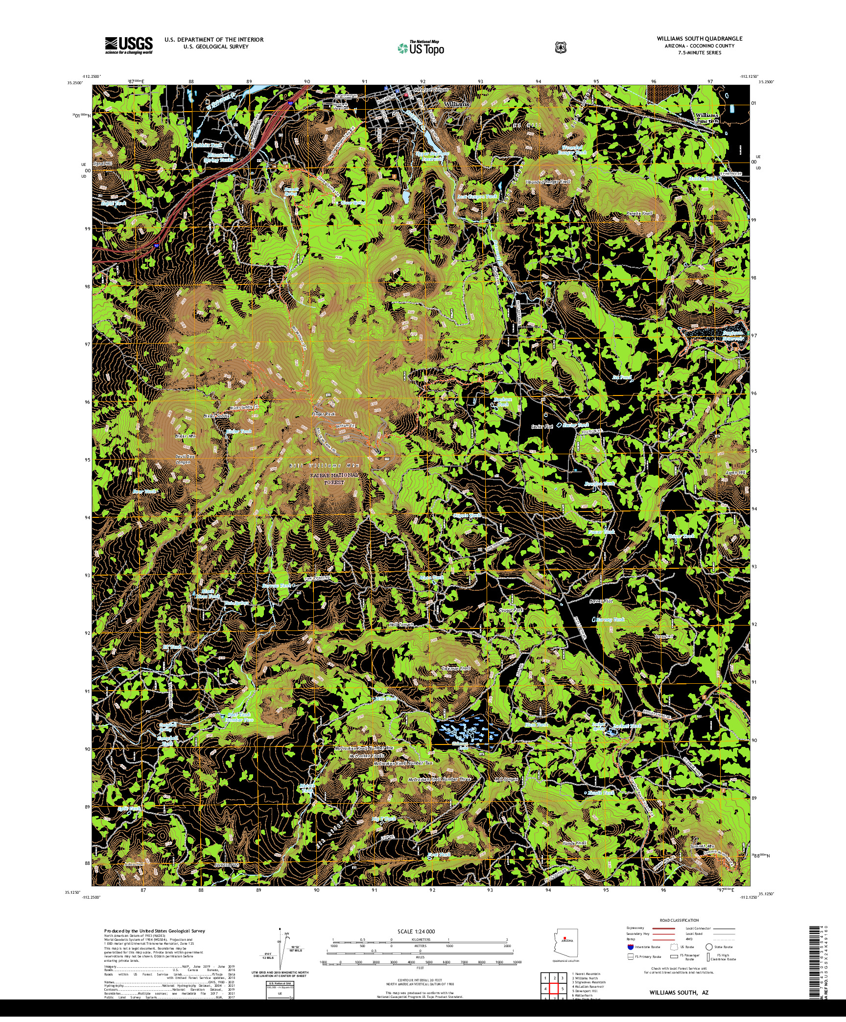 US TOPO 7.5-MINUTE MAP FOR WILLIAMS SOUTH, AZ