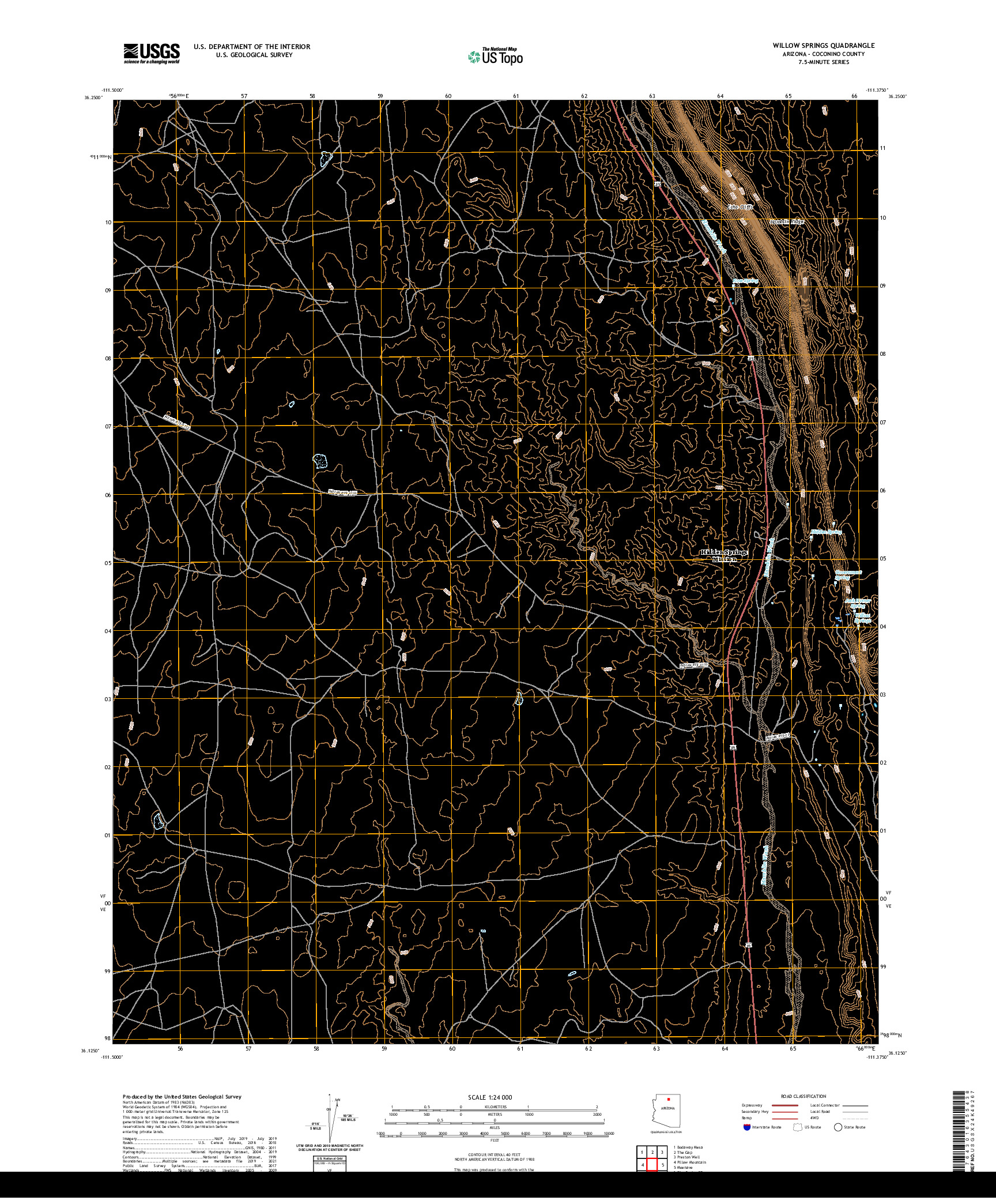 US TOPO 7.5-MINUTE MAP FOR WILLOW SPRINGS, AZ