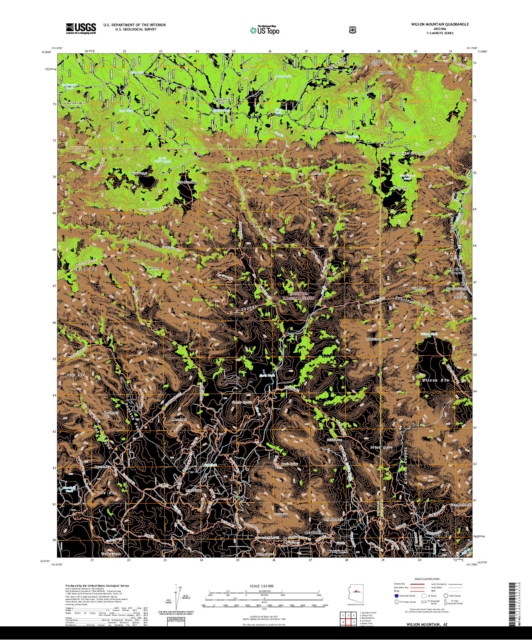 US TOPO 7.5-MINUTE MAP FOR WILSON MOUNTAIN, AZ