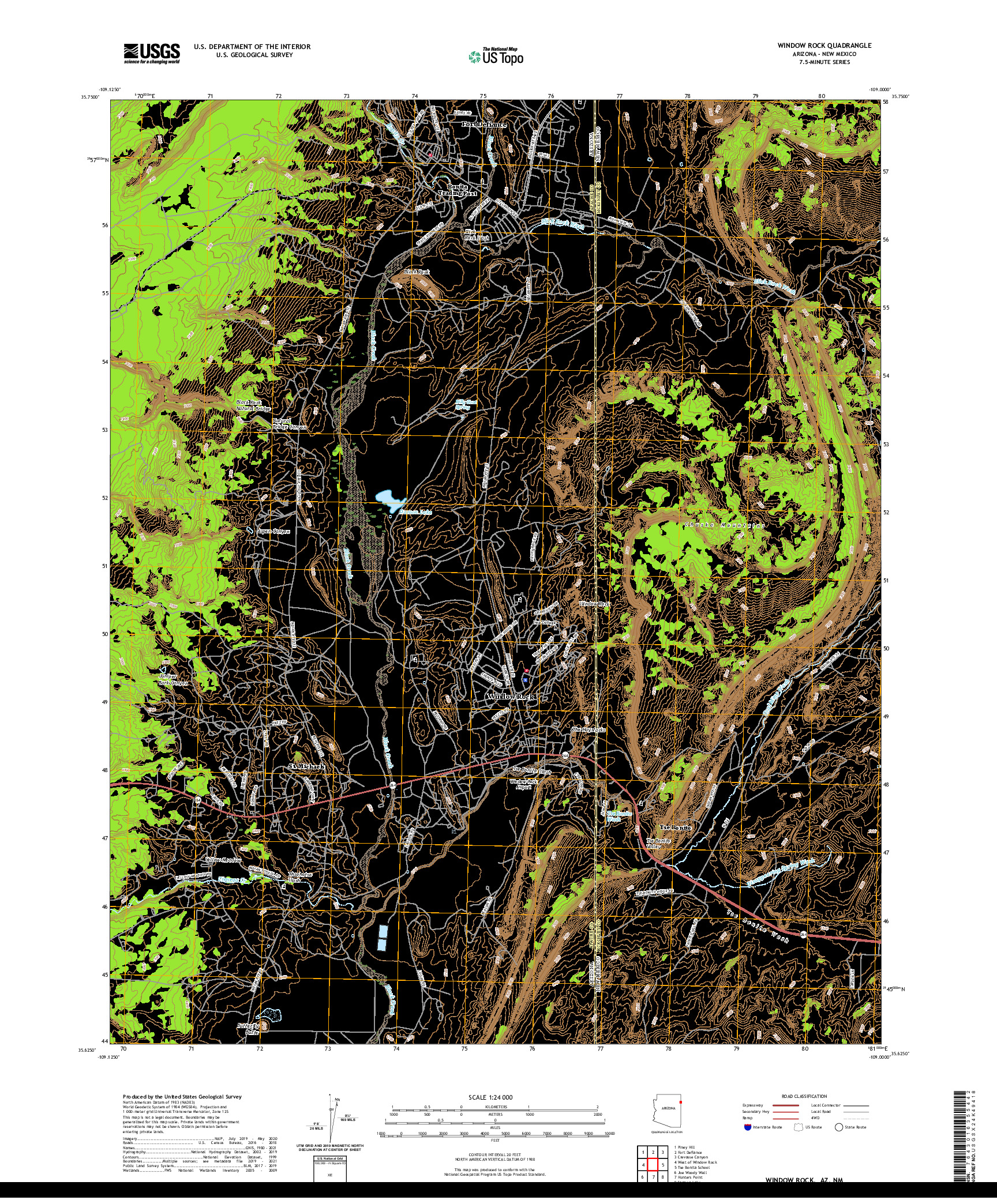 US TOPO 7.5-MINUTE MAP FOR WINDOW ROCK, AZ,NM