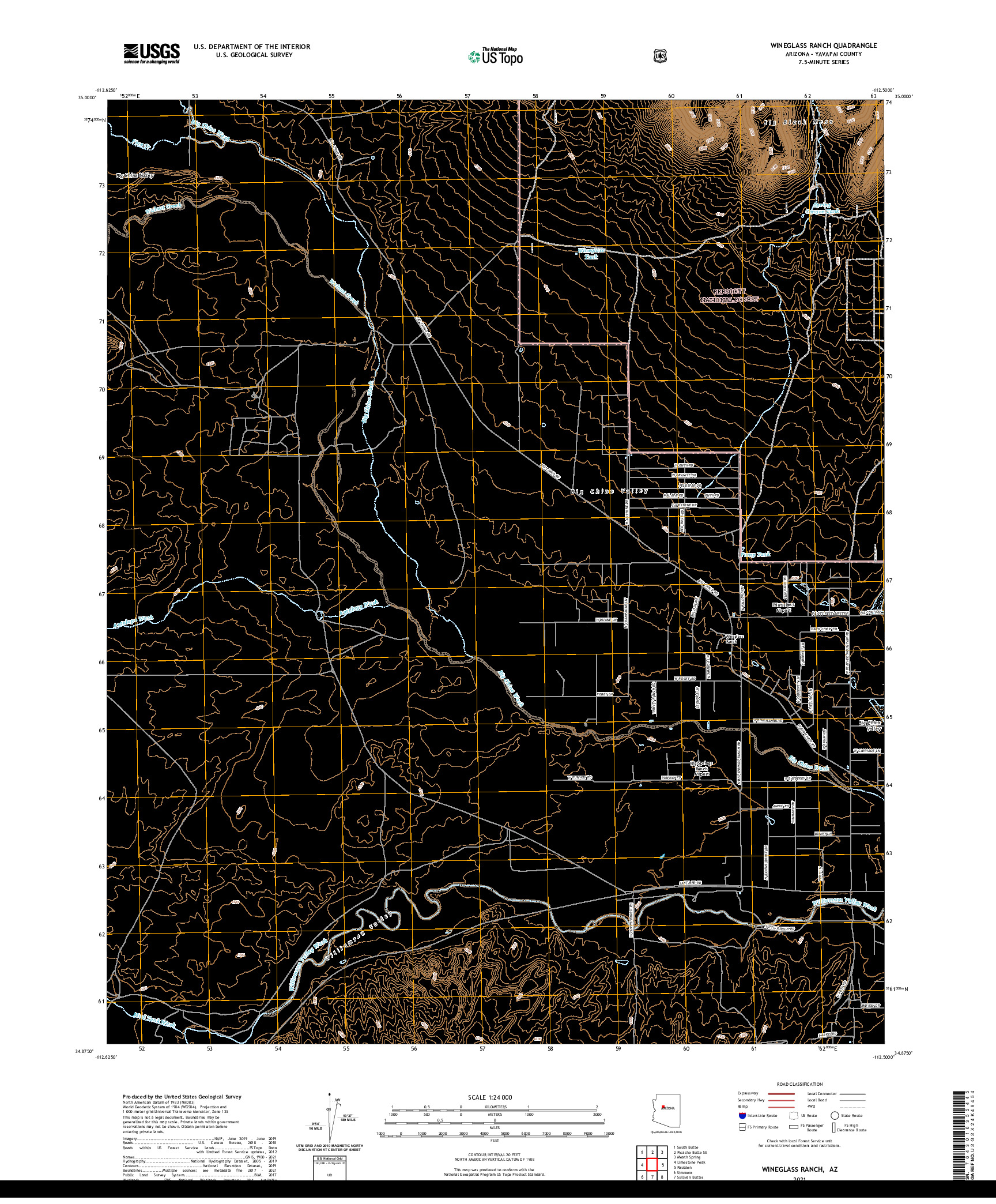 US TOPO 7.5-MINUTE MAP FOR WINEGLASS RANCH, AZ