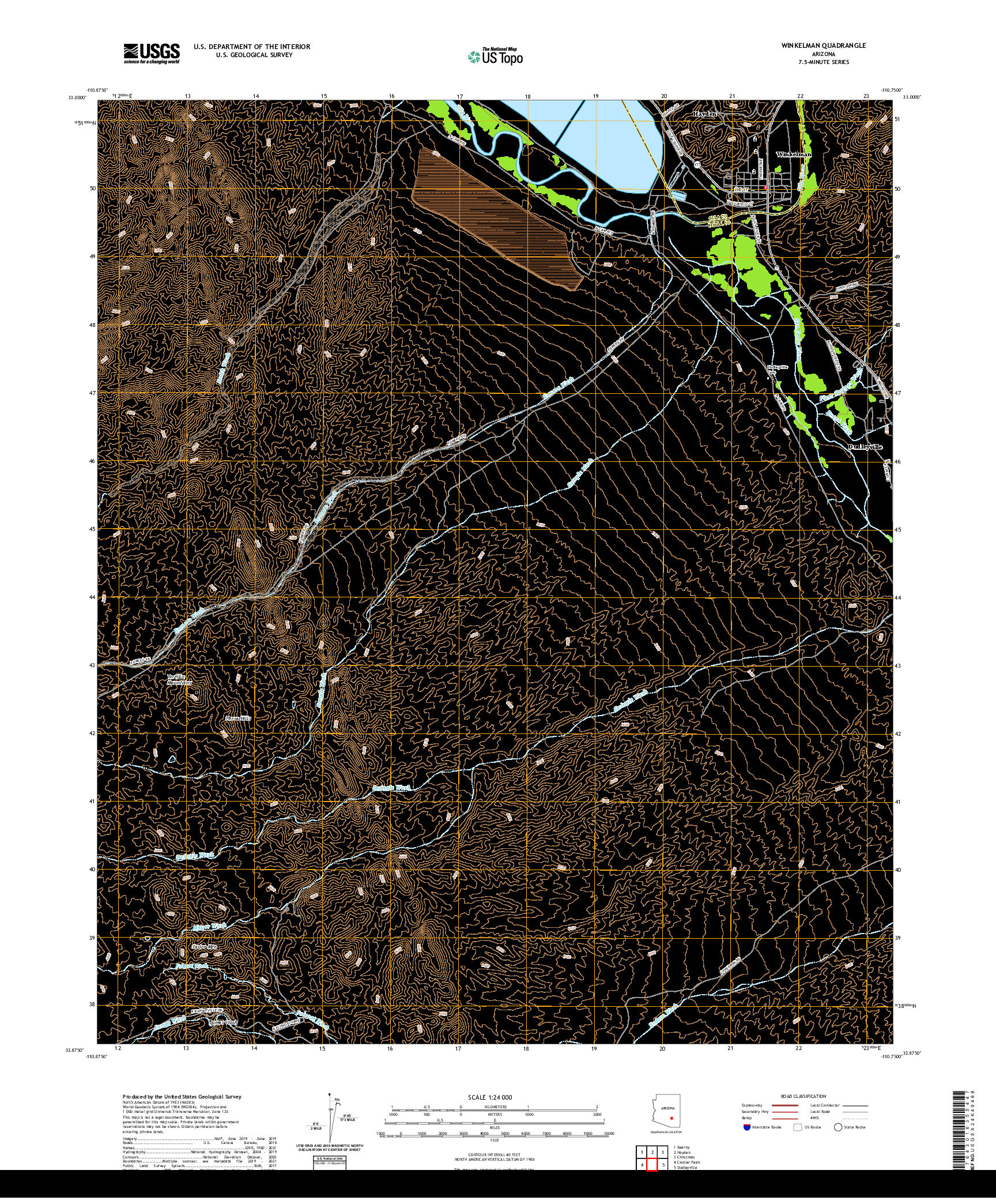 US TOPO 7.5-MINUTE MAP FOR WINKELMAN, AZ