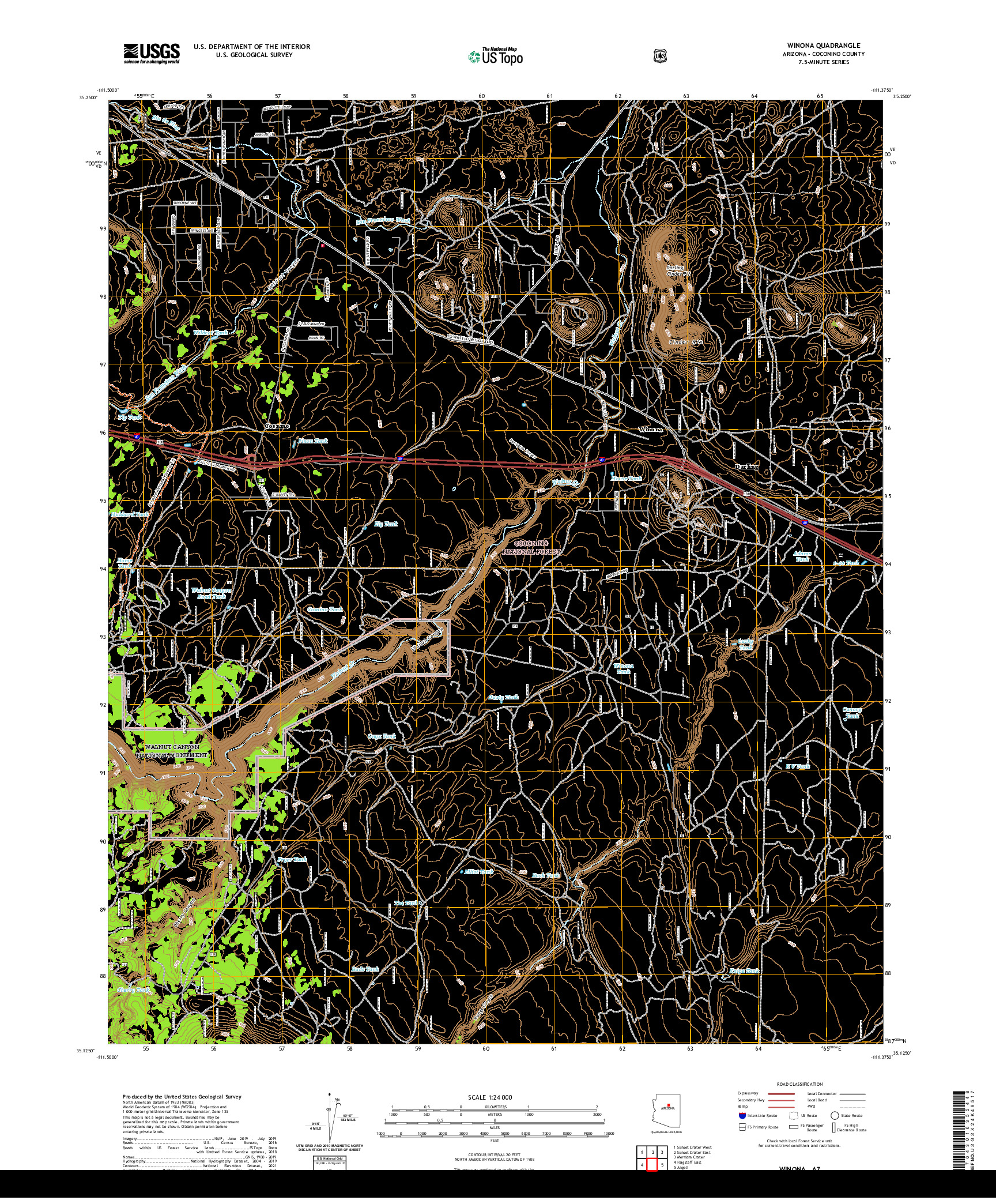 US TOPO 7.5-MINUTE MAP FOR WINONA, AZ