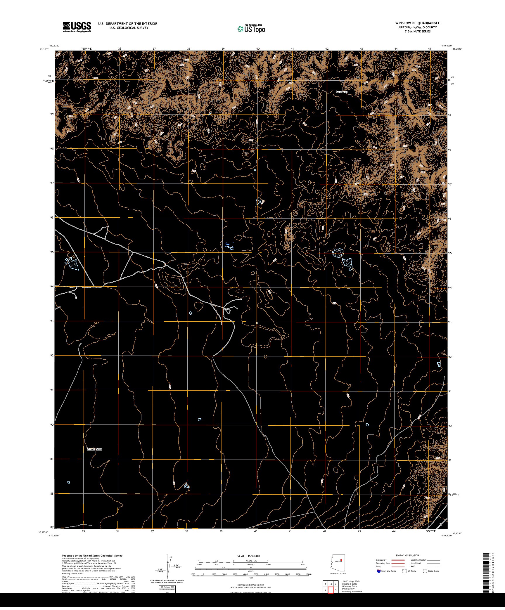 US TOPO 7.5-MINUTE MAP FOR WINSLOW NE, AZ