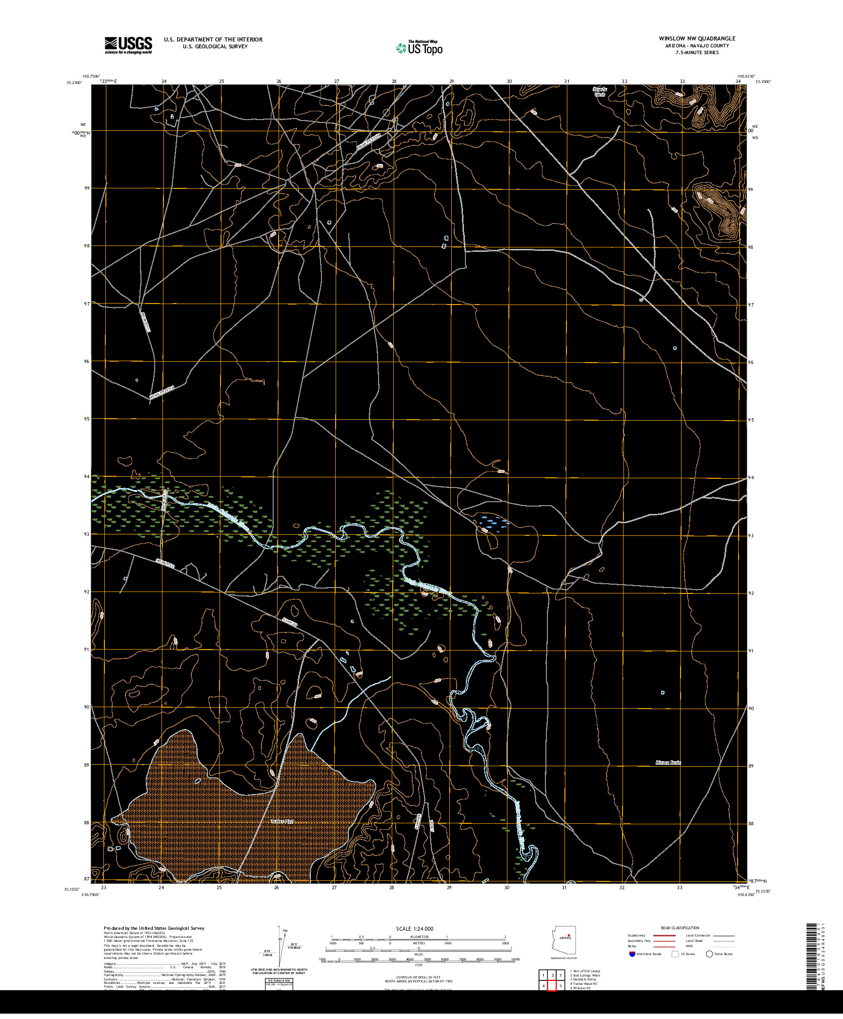 US TOPO 7.5-MINUTE MAP FOR WINSLOW NW, AZ