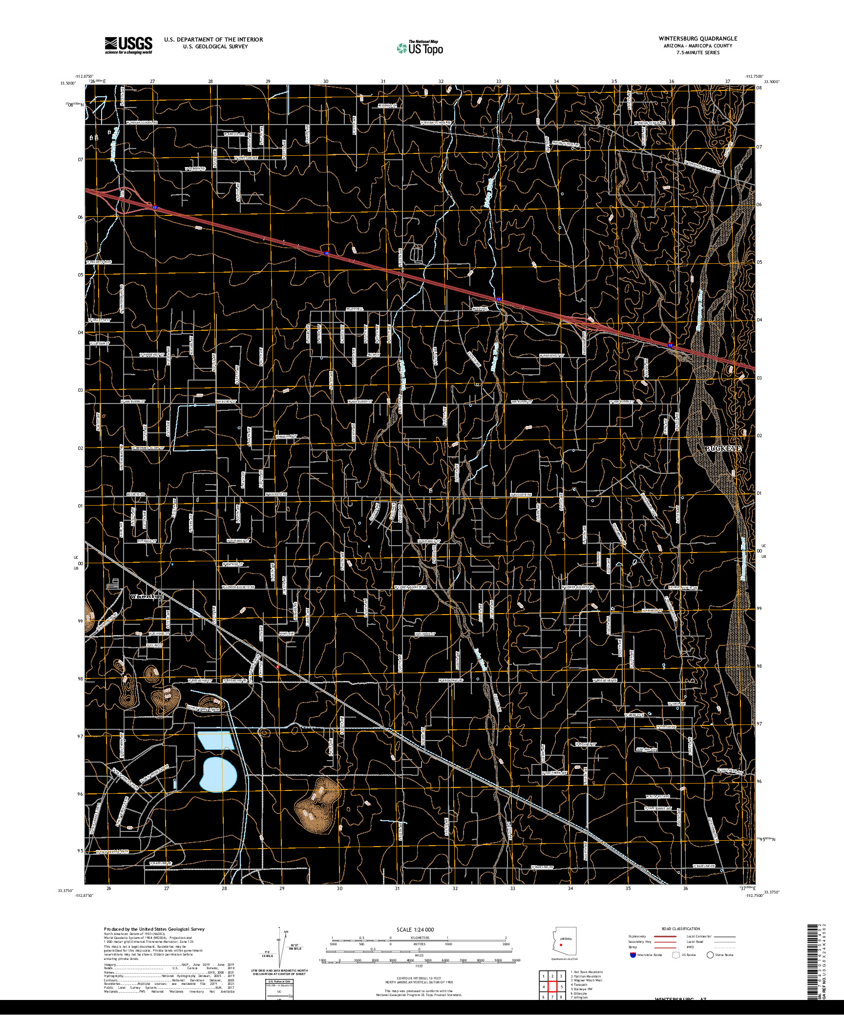 US TOPO 7.5-MINUTE MAP FOR WINTERSBURG, AZ