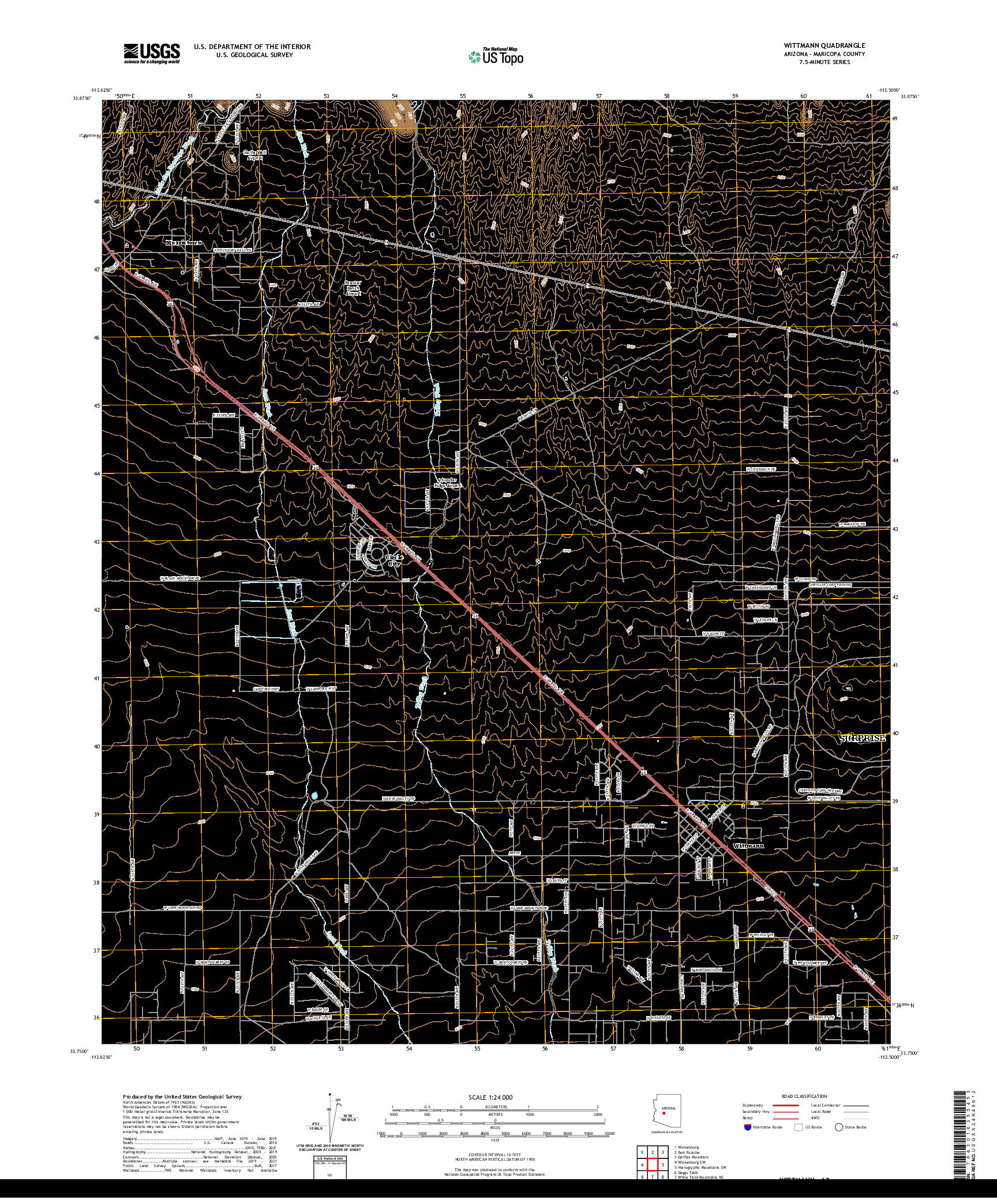 US TOPO 7.5-MINUTE MAP FOR WITTMANN, AZ