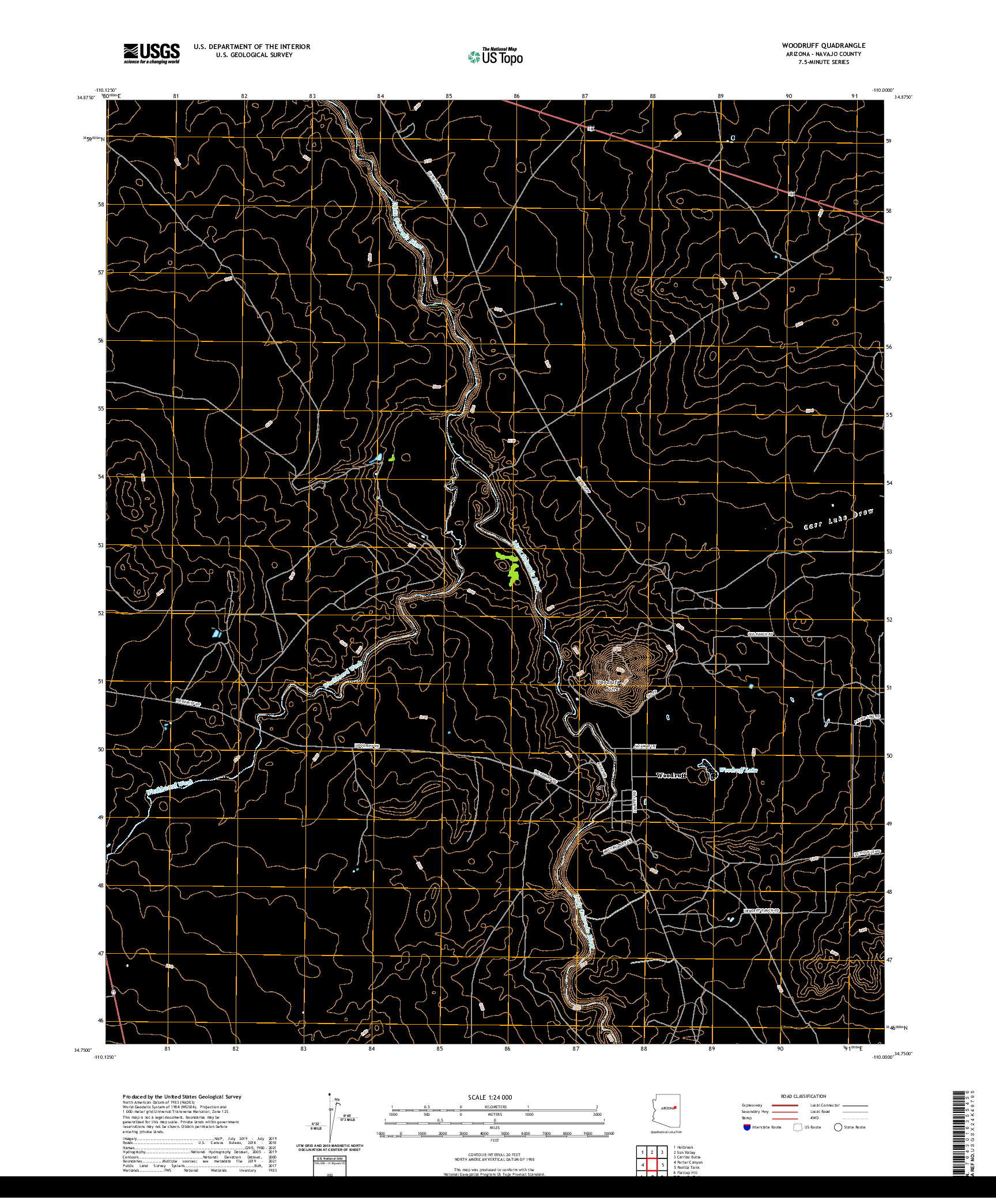 US TOPO 7.5-MINUTE MAP FOR WOODRUFF, AZ