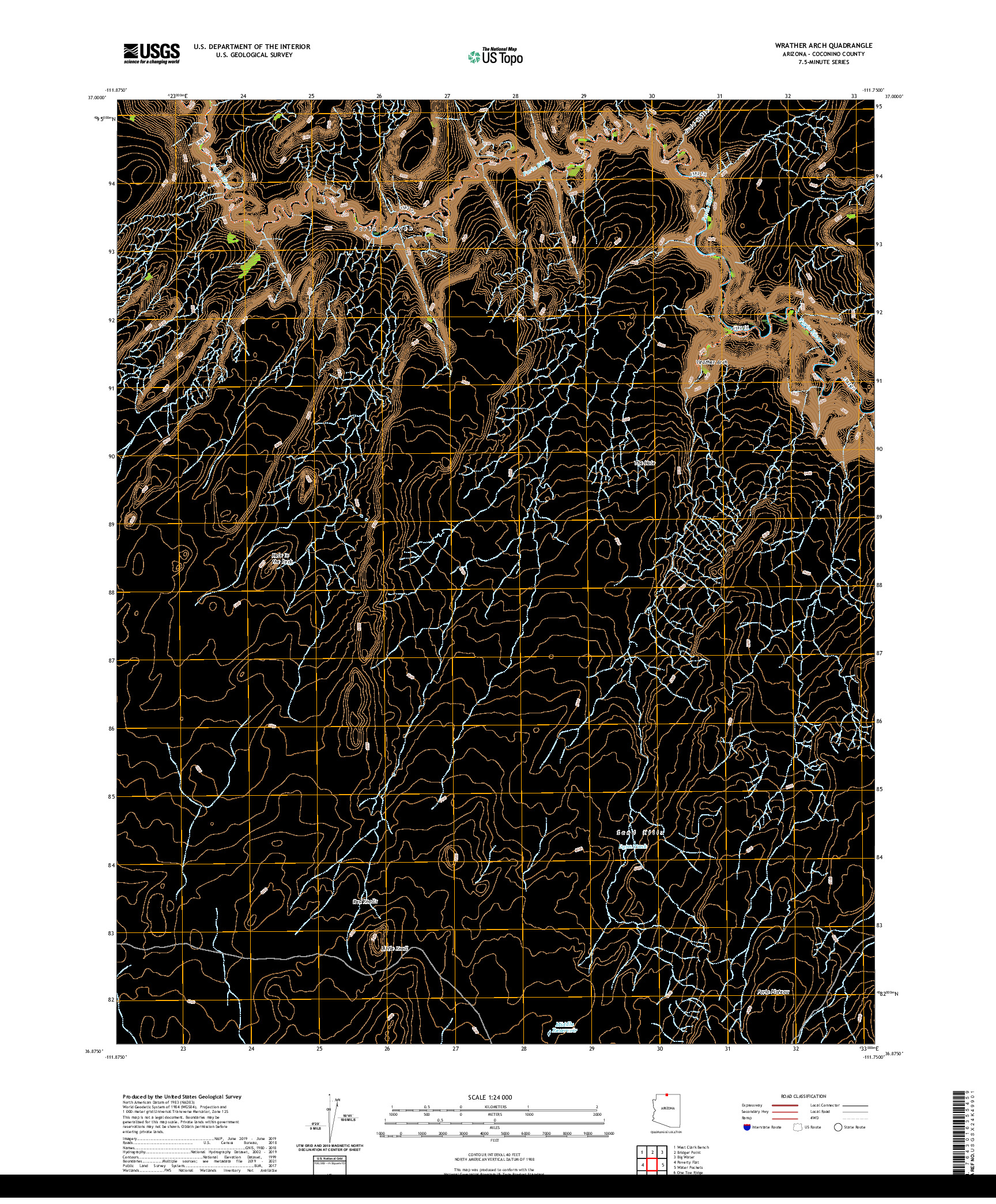 US TOPO 7.5-MINUTE MAP FOR WRATHER ARCH, AZ