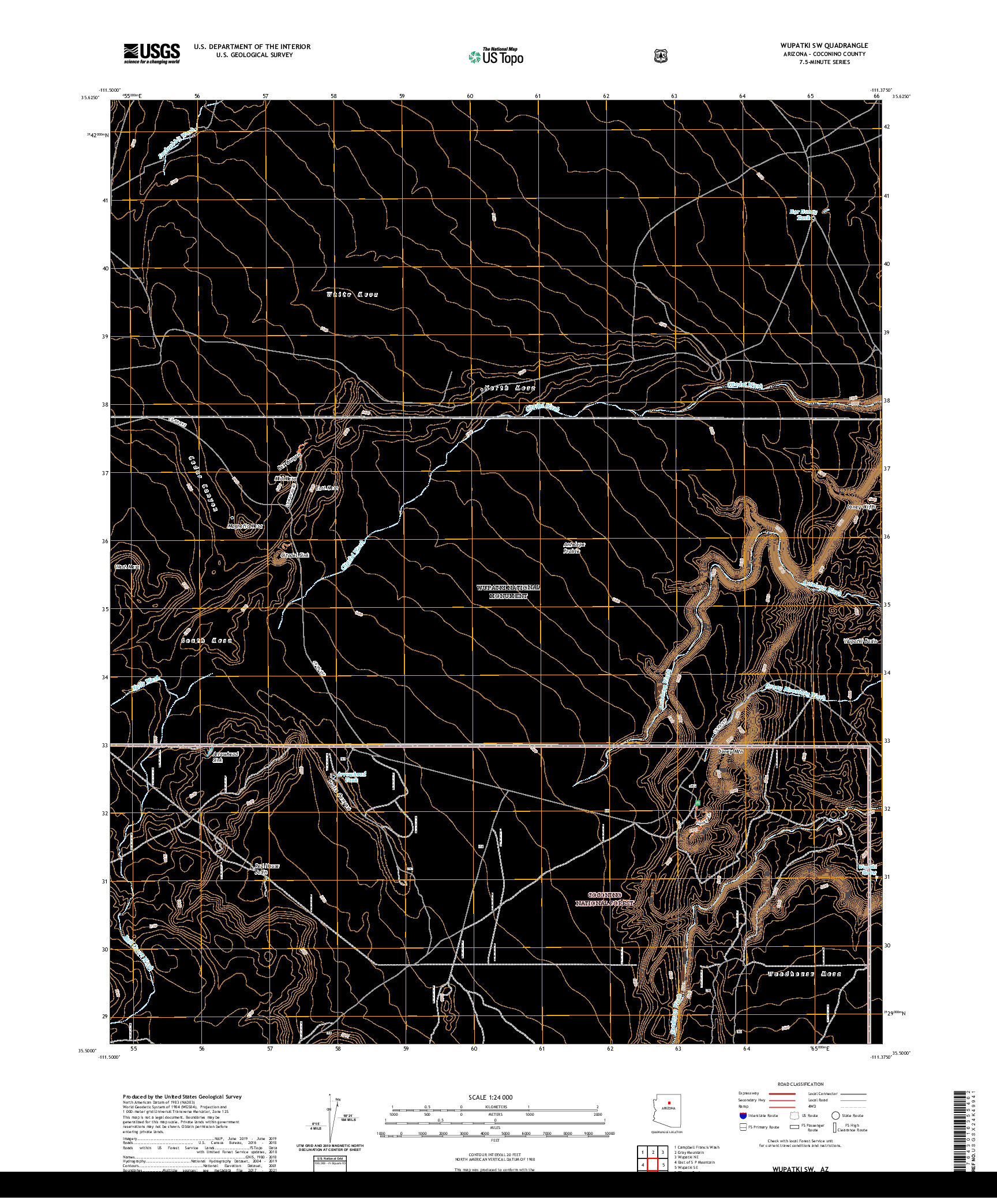 US TOPO 7.5-MINUTE MAP FOR WUPATKI SW, AZ