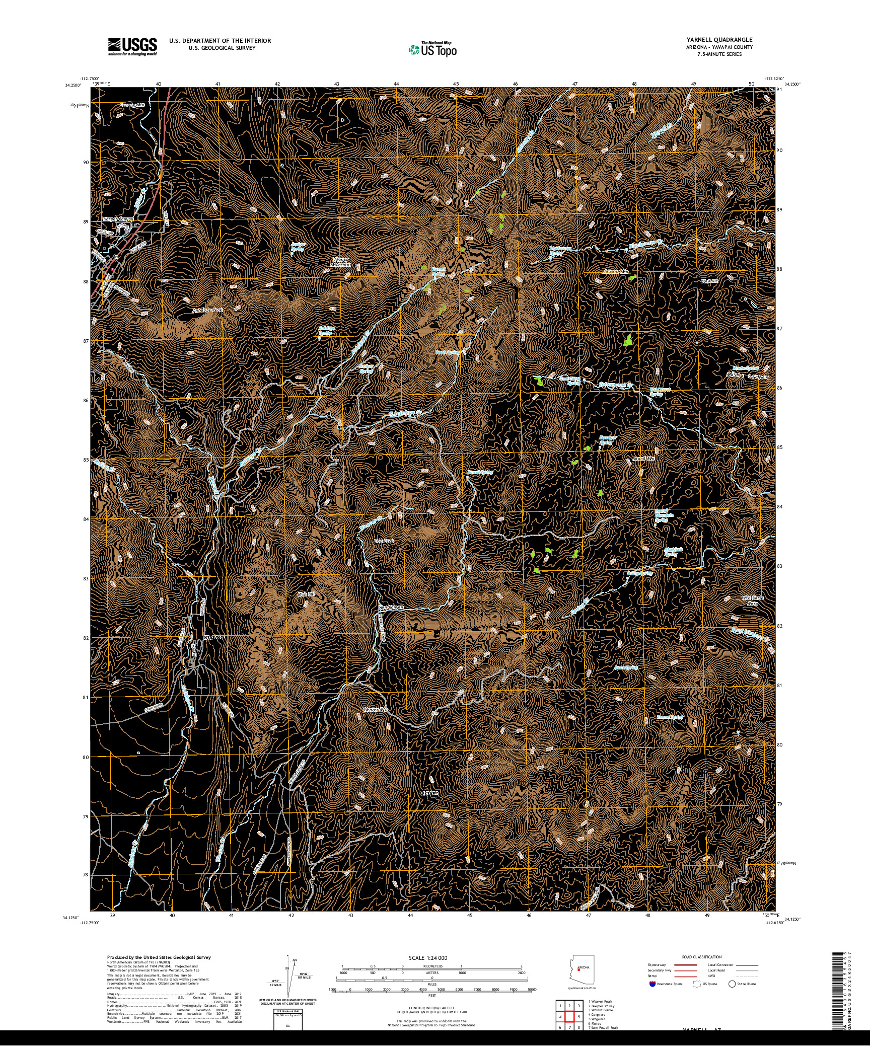 US TOPO 7.5-MINUTE MAP FOR YARNELL, AZ