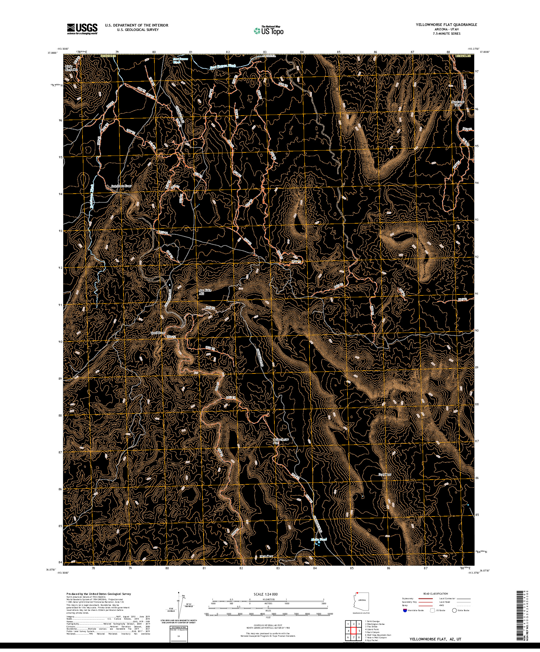 US TOPO 7.5-MINUTE MAP FOR YELLOWHORSE FLAT, AZ,UT