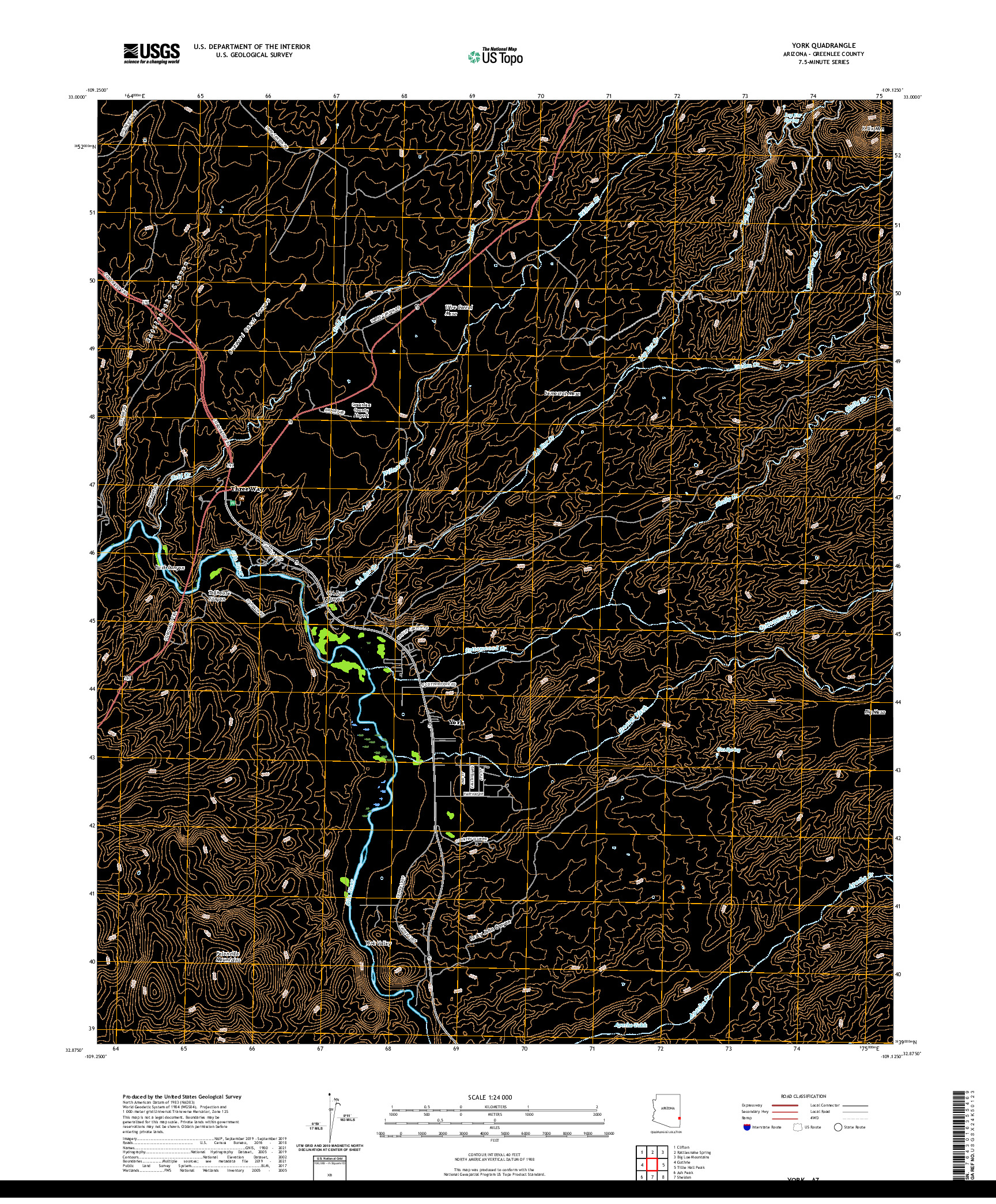 US TOPO 7.5-MINUTE MAP FOR YORK, AZ