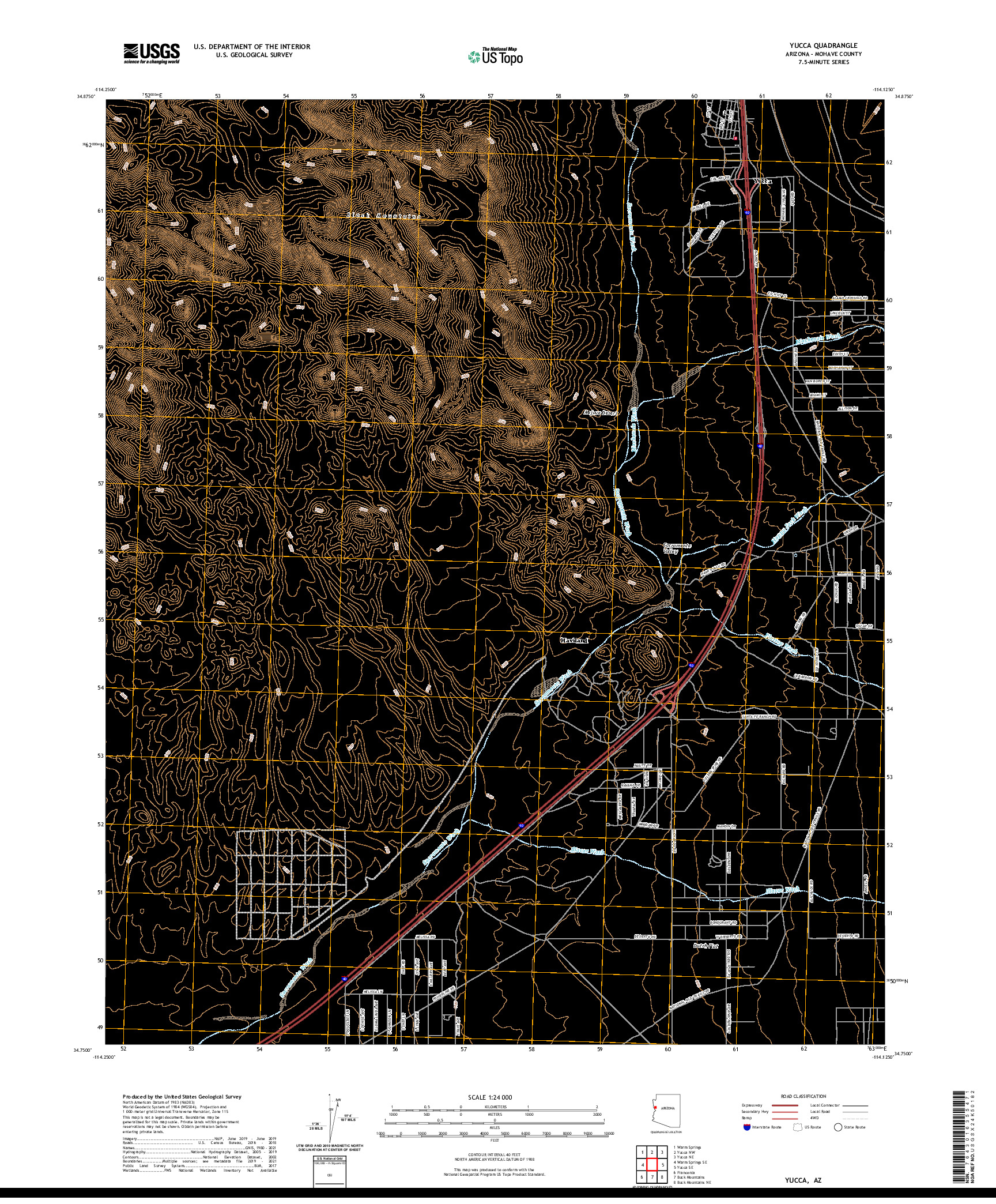 US TOPO 7.5-MINUTE MAP FOR YUCCA, AZ