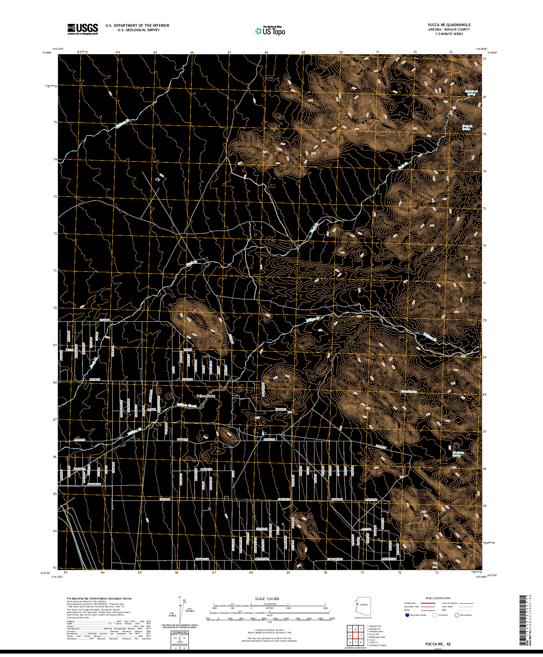 US TOPO 7.5-MINUTE MAP FOR YUCCA NE, AZ