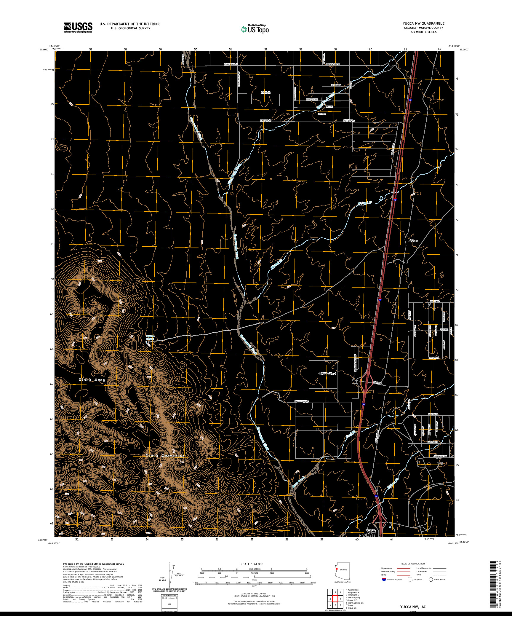 US TOPO 7.5-MINUTE MAP FOR YUCCA NW, AZ