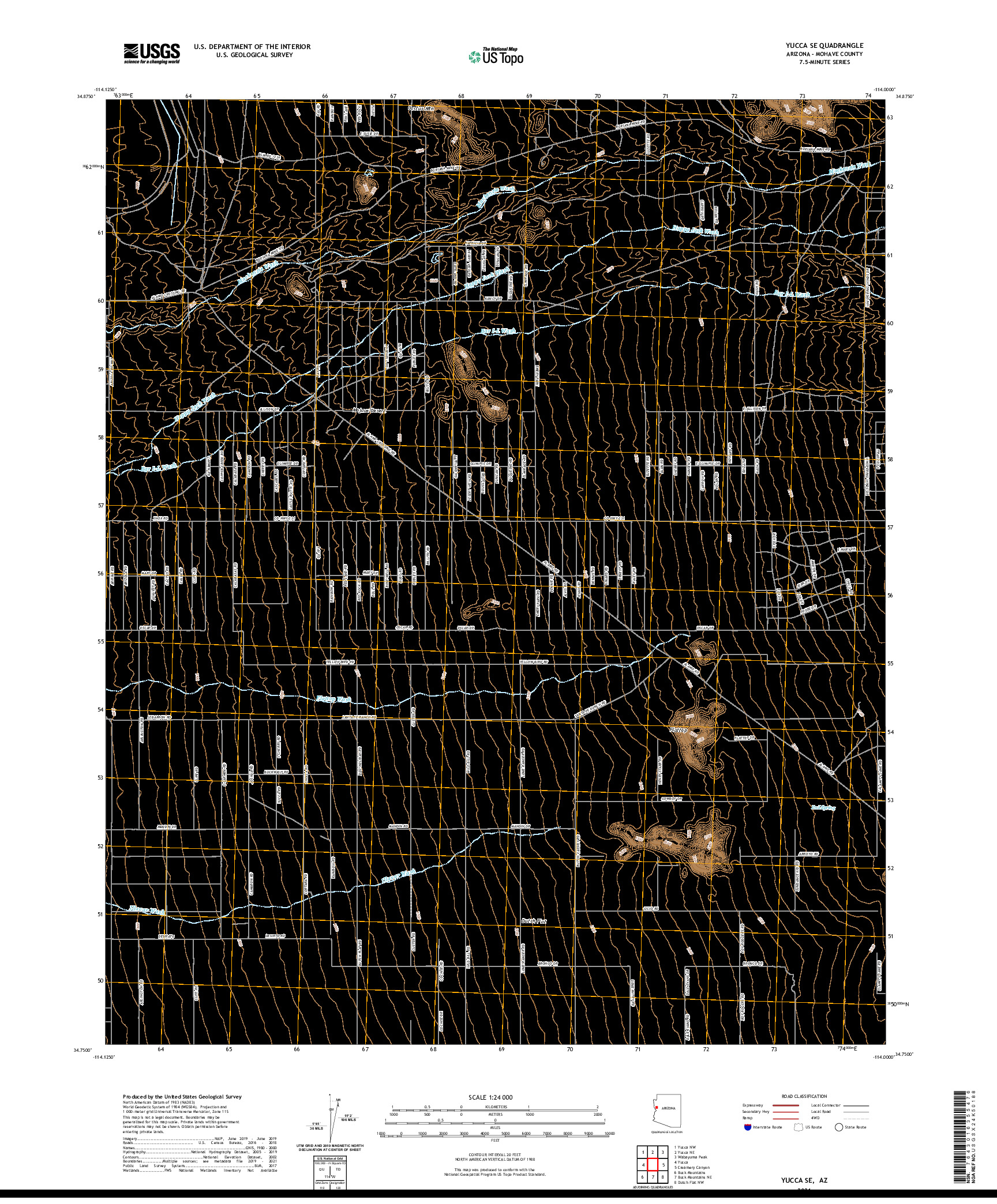 US TOPO 7.5-MINUTE MAP FOR YUCCA SE, AZ