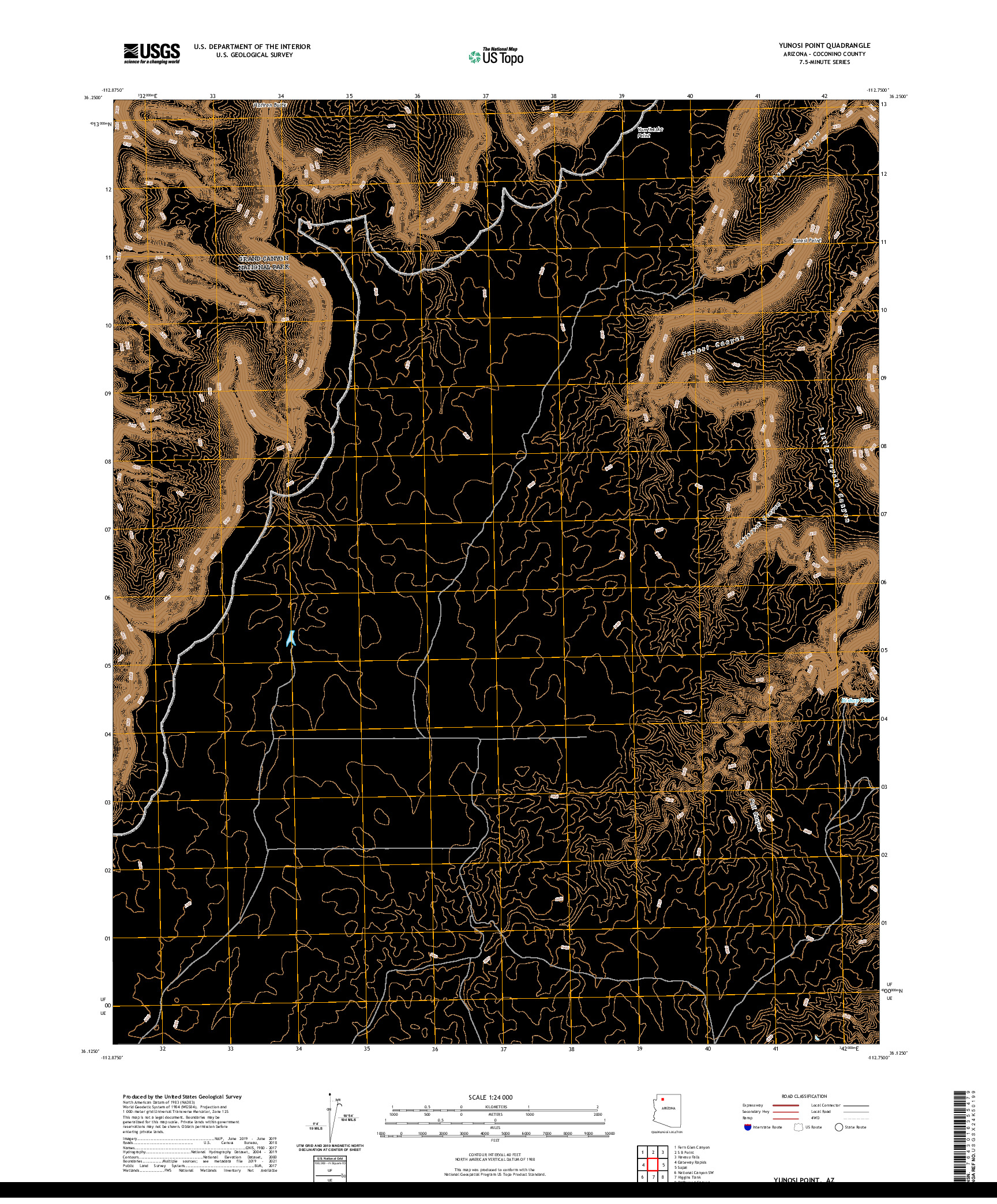 US TOPO 7.5-MINUTE MAP FOR YUNOSI POINT, AZ