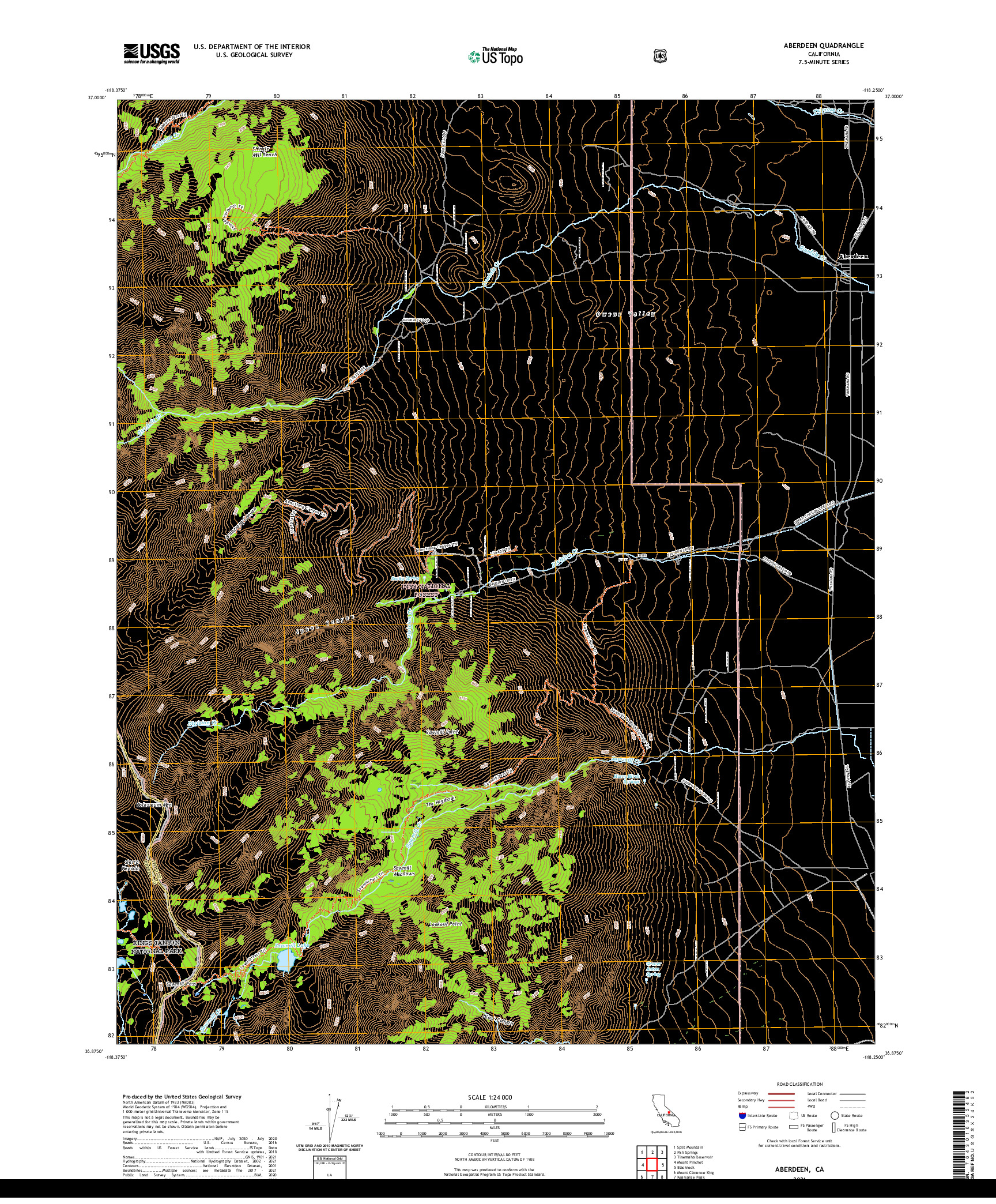 US TOPO 7.5-MINUTE MAP FOR ABERDEEN, CA