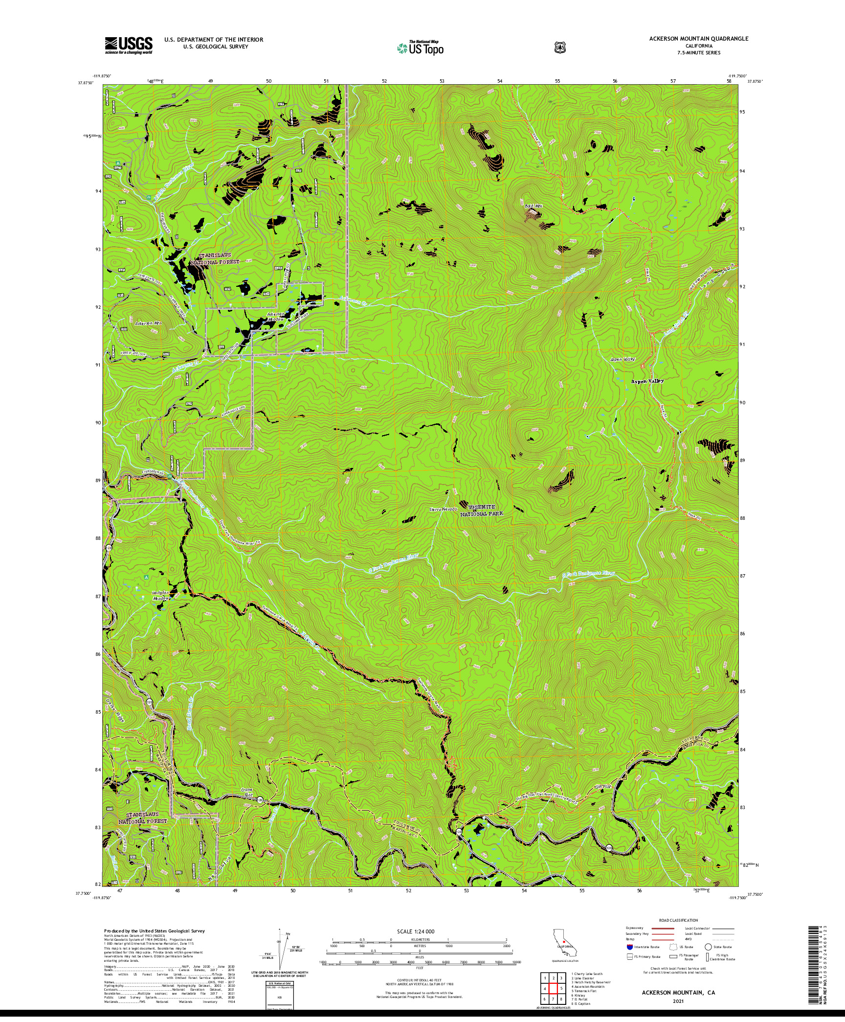 US TOPO 7.5-MINUTE MAP FOR ACKERSON MOUNTAIN, CA