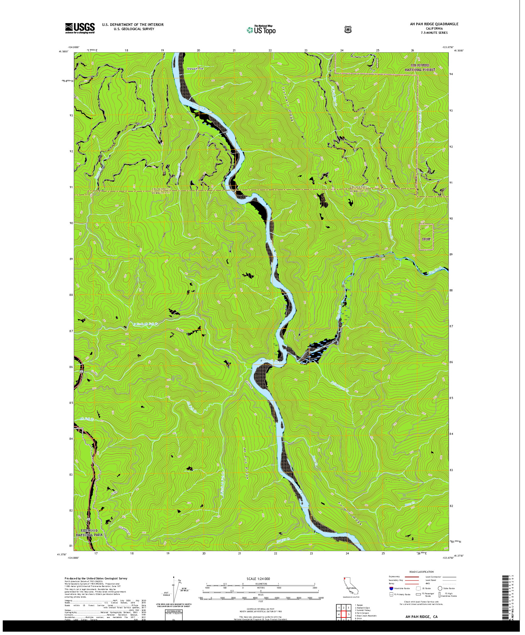 US TOPO 7.5-MINUTE MAP FOR AH PAH RIDGE, CA