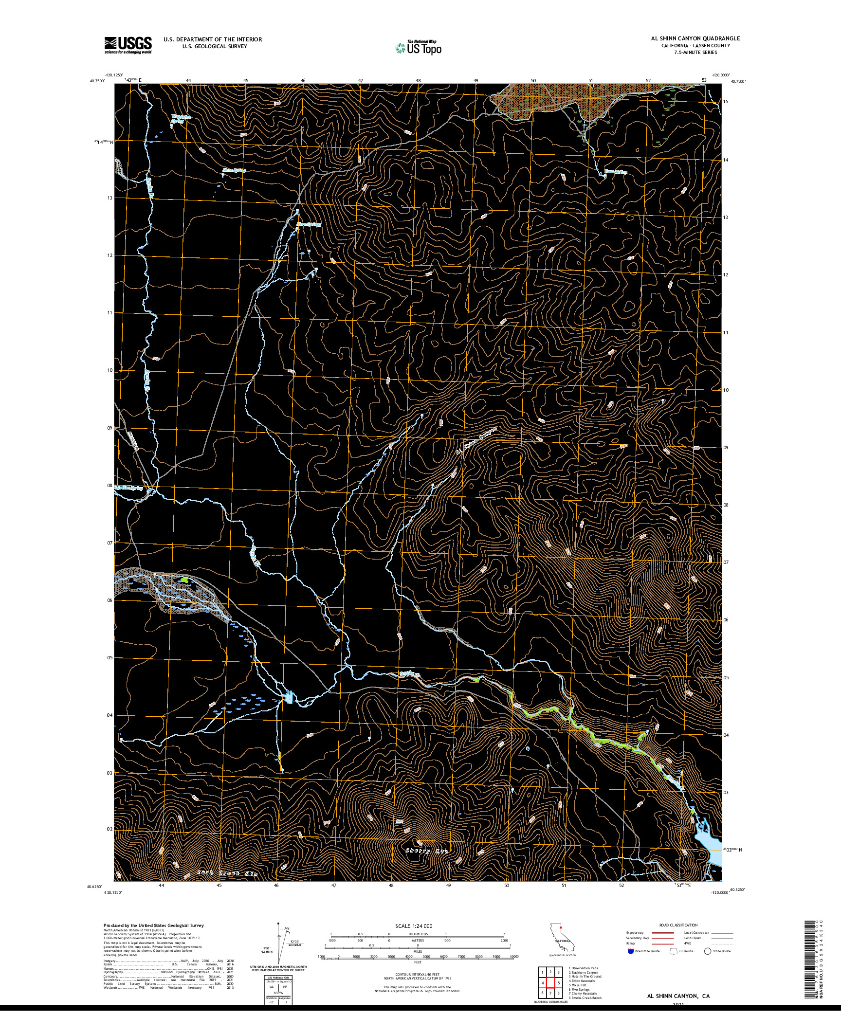 US TOPO 7.5-MINUTE MAP FOR AL SHINN CANYON, CA